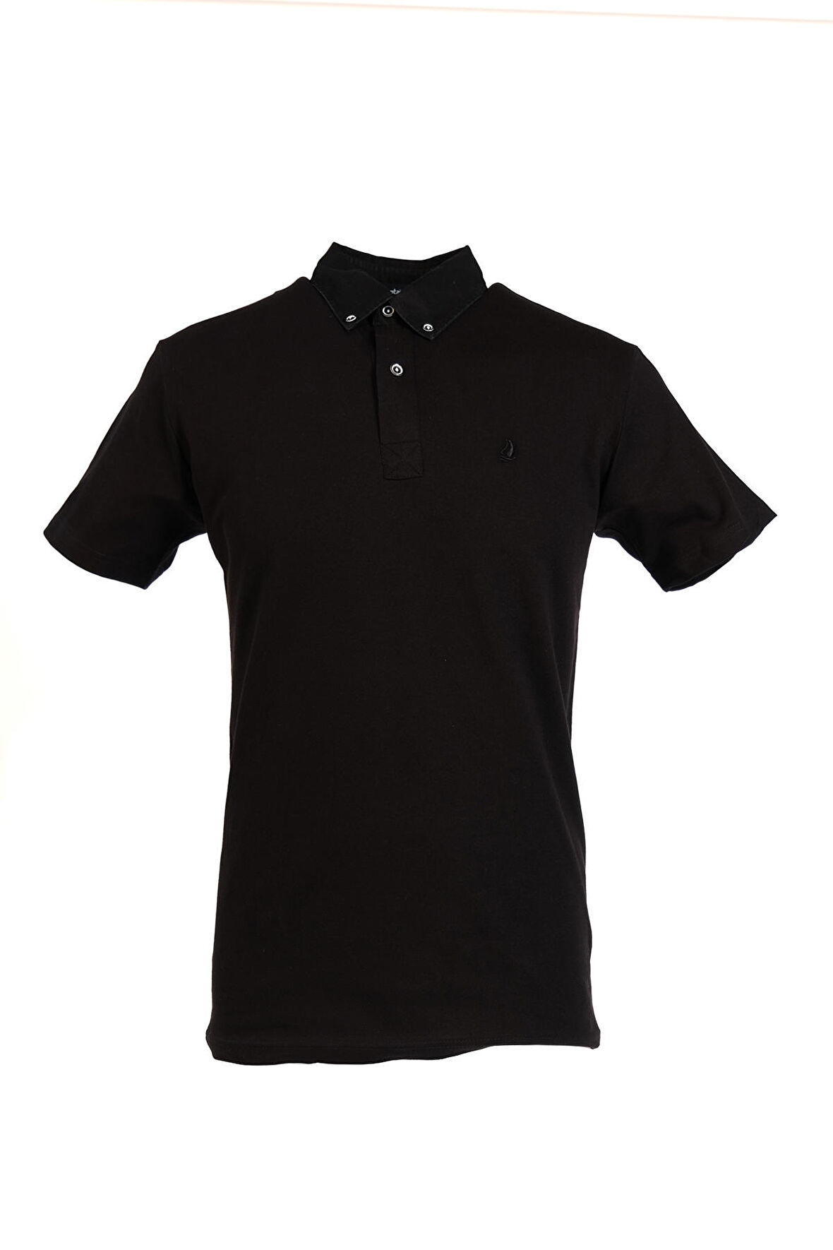 Yaka Düz Erkek  T-shirt 568-Kot SİYAH