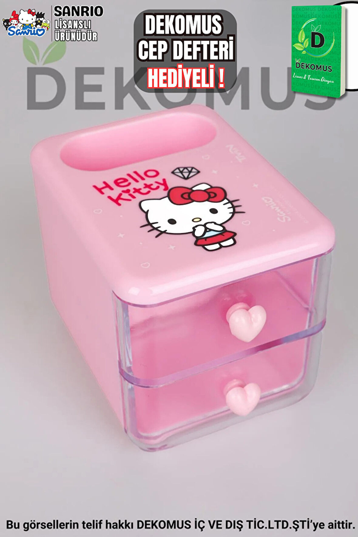 "DEKOMUS CEP DEFTERİ HEDİYELİ" YENİ SEZON LİSANSLI HELLO KITTY MASA KALEMLİĞİ 