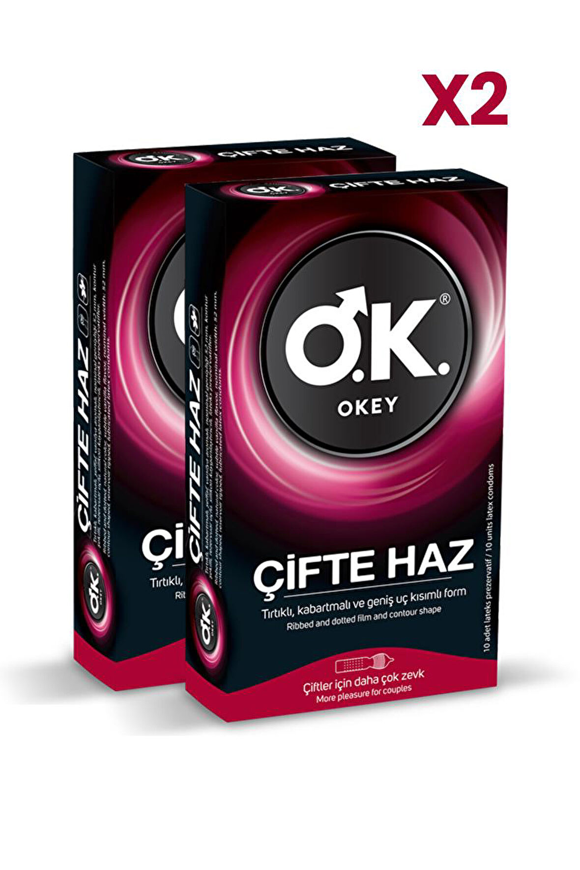 Okey Çifte Haz Prezervatif 10'lu x2 Adet