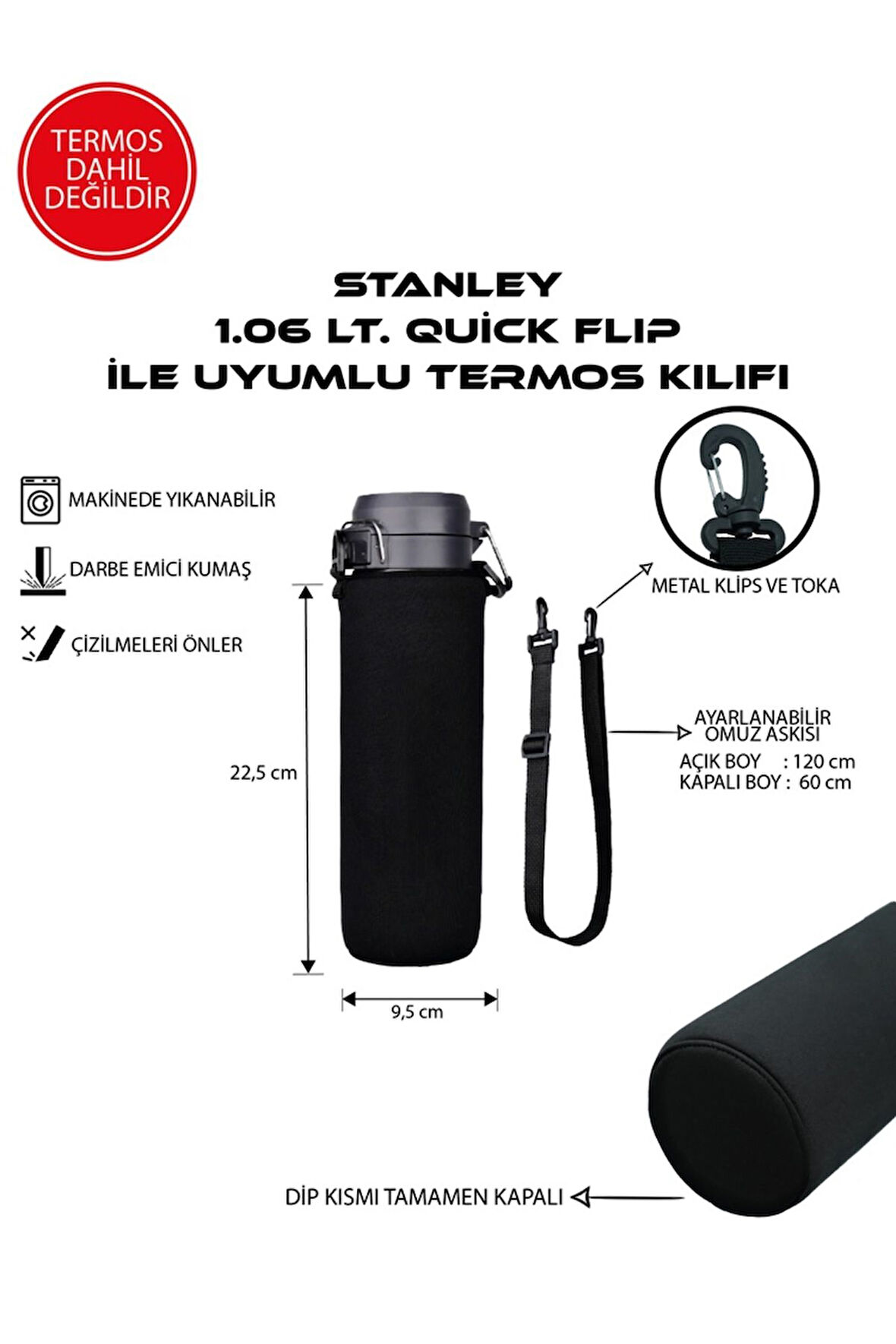 Quick Flip 1.06 Lt. ile Uyumlu Omuz Askılı Termos Kılıfı
