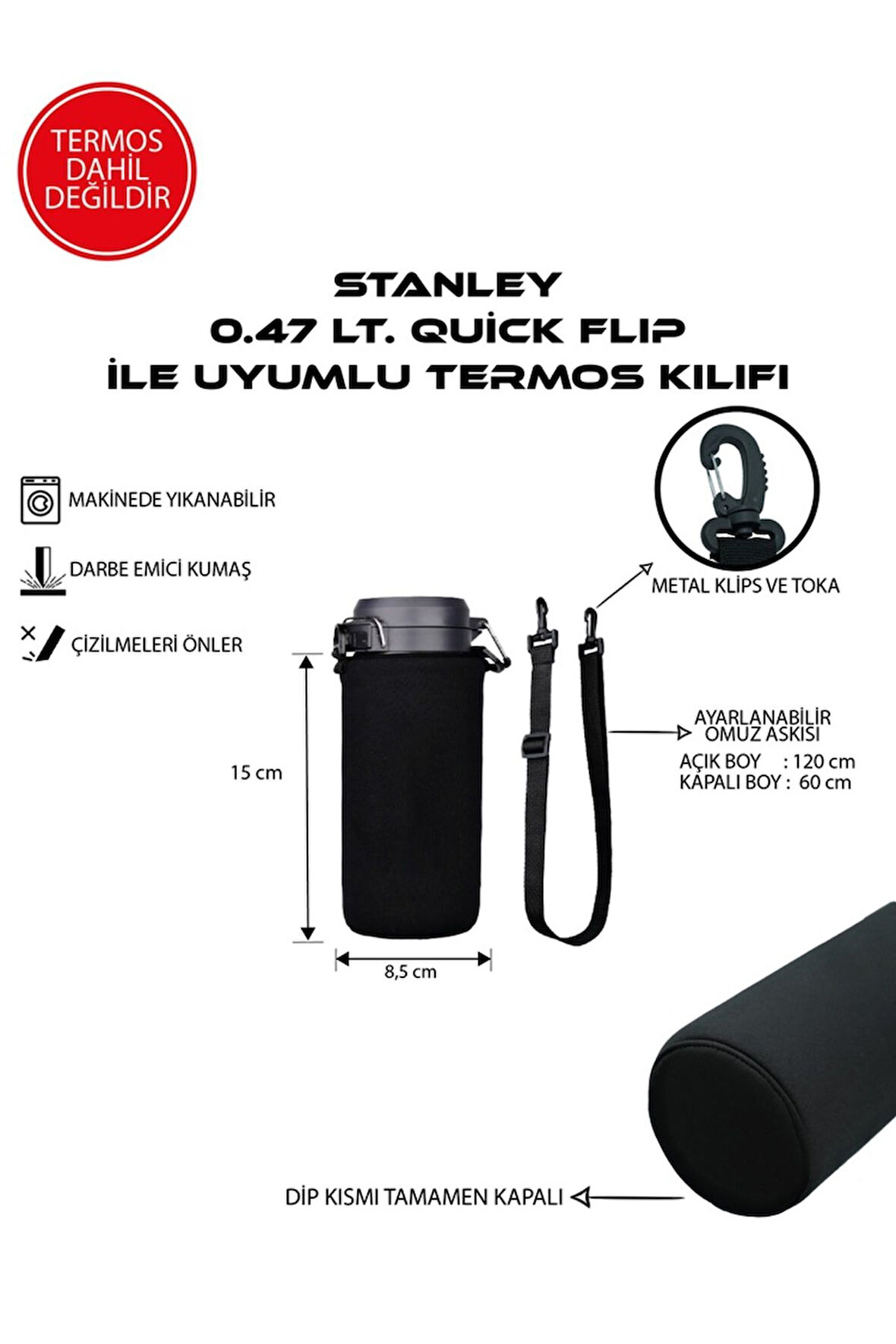 Quick Flip 0.47 Lt. ile Uyumlu Omuz Askılı Termos Kılıfı