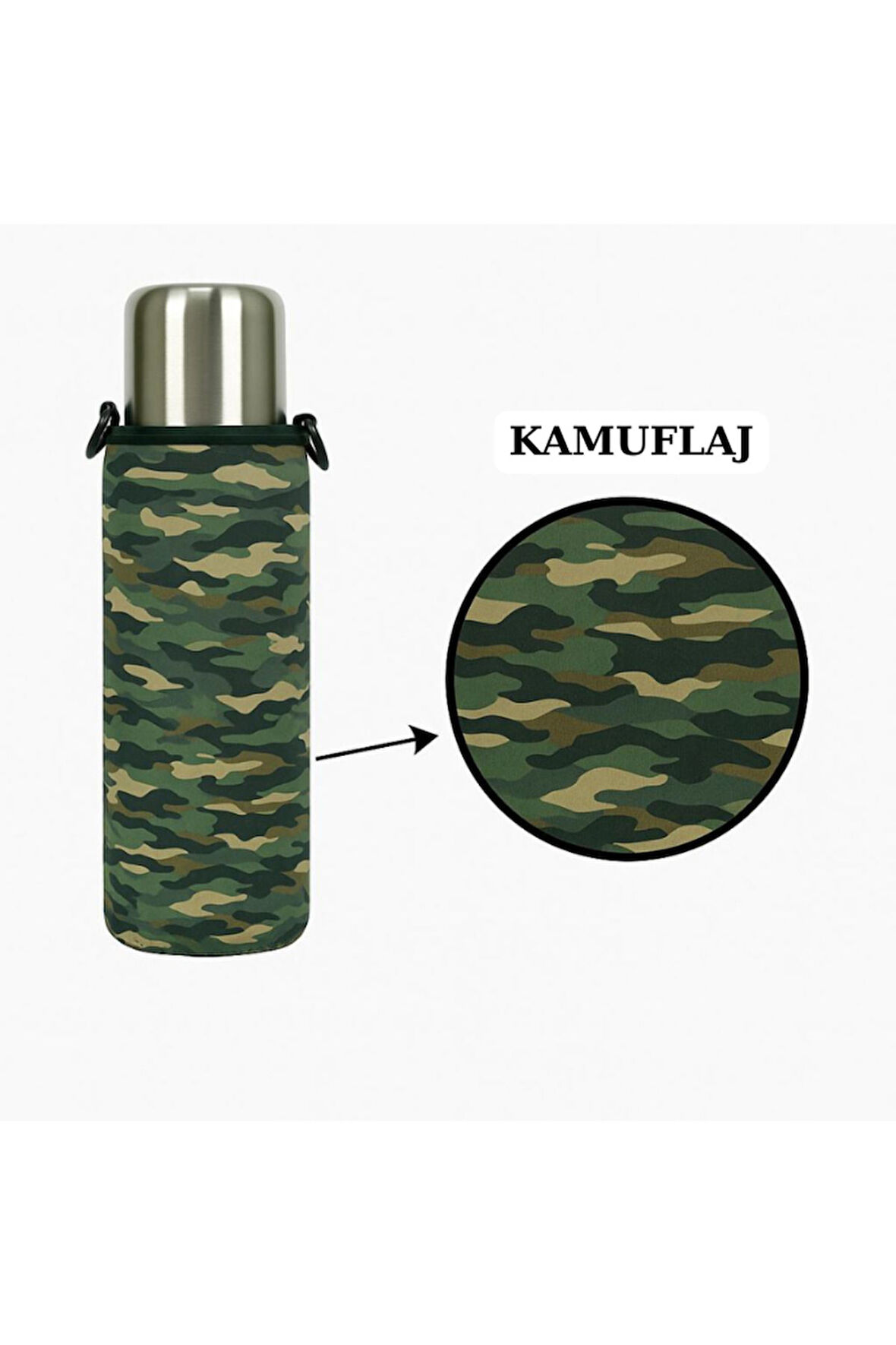 Klasik Kulpsuz 0.75 Lt. ile Uyumlu Omuz Askılı Termos Kılıfı