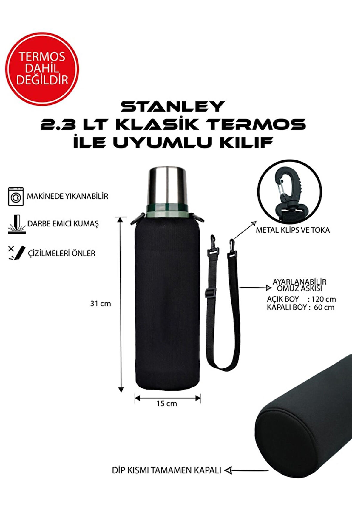 Klasik 2.3 Lt. ile Uyumlu Omuz Askılı Termos Kılıfı