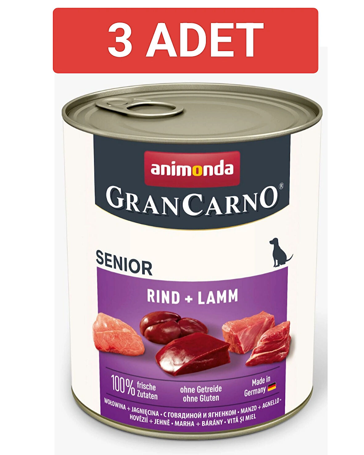 Animonda Gran Carno Senior Sığır Etli ve Kuzulu Yaşlı Köpek Konservesi 400gr x 3 Adet