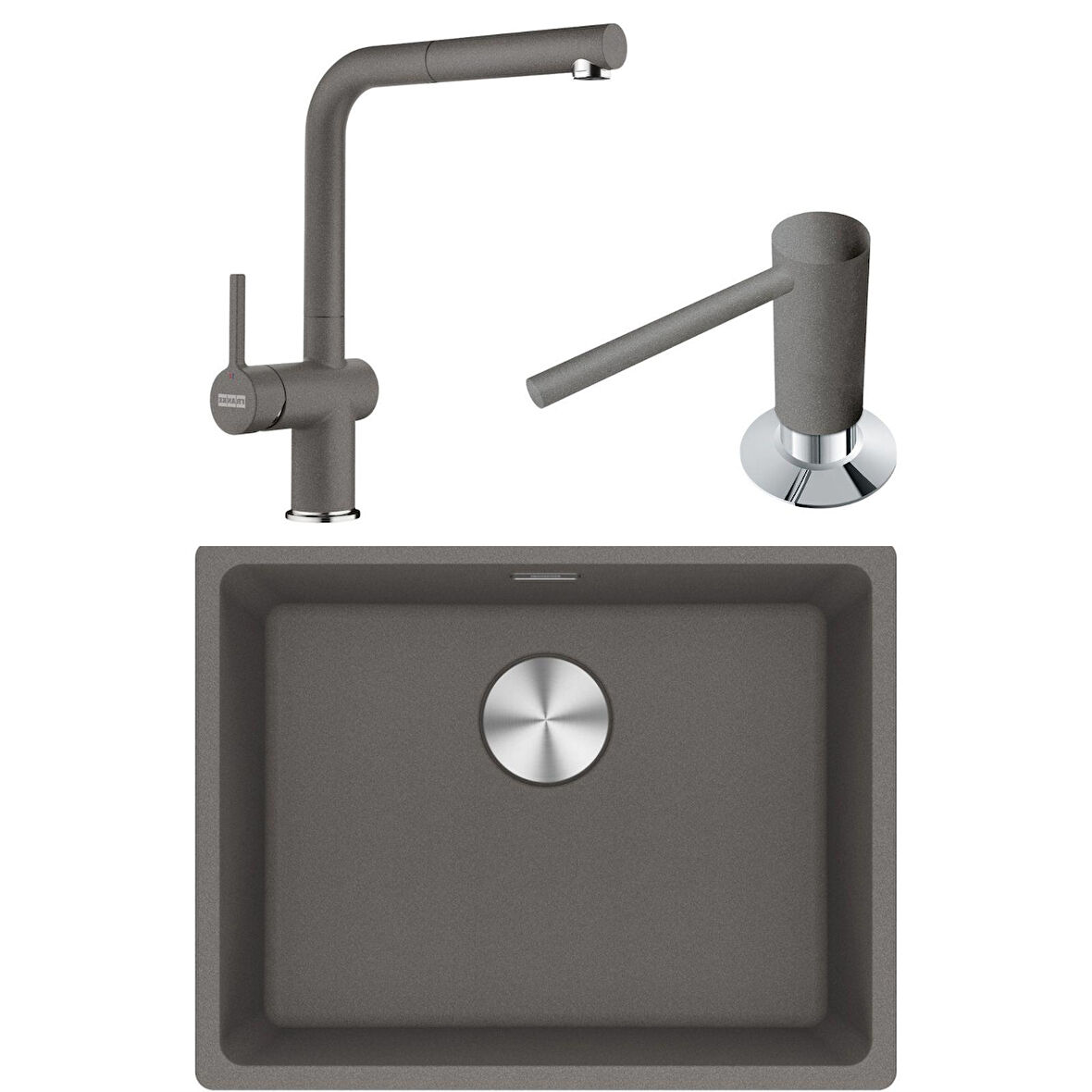 Franke Maris MRG 110-52 Granit Eviye-Active Plus 2.0 Armatür-Sıvı Sabunluk Üçlü Set Stone Grey