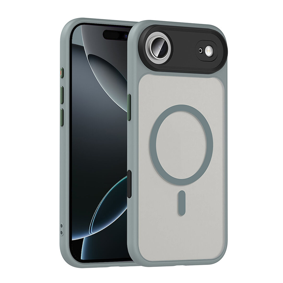 iPhone 17 Air Kılıf Mat Arka Yüzey Wireless Şarj Özellikli Flet M-safe Kapak