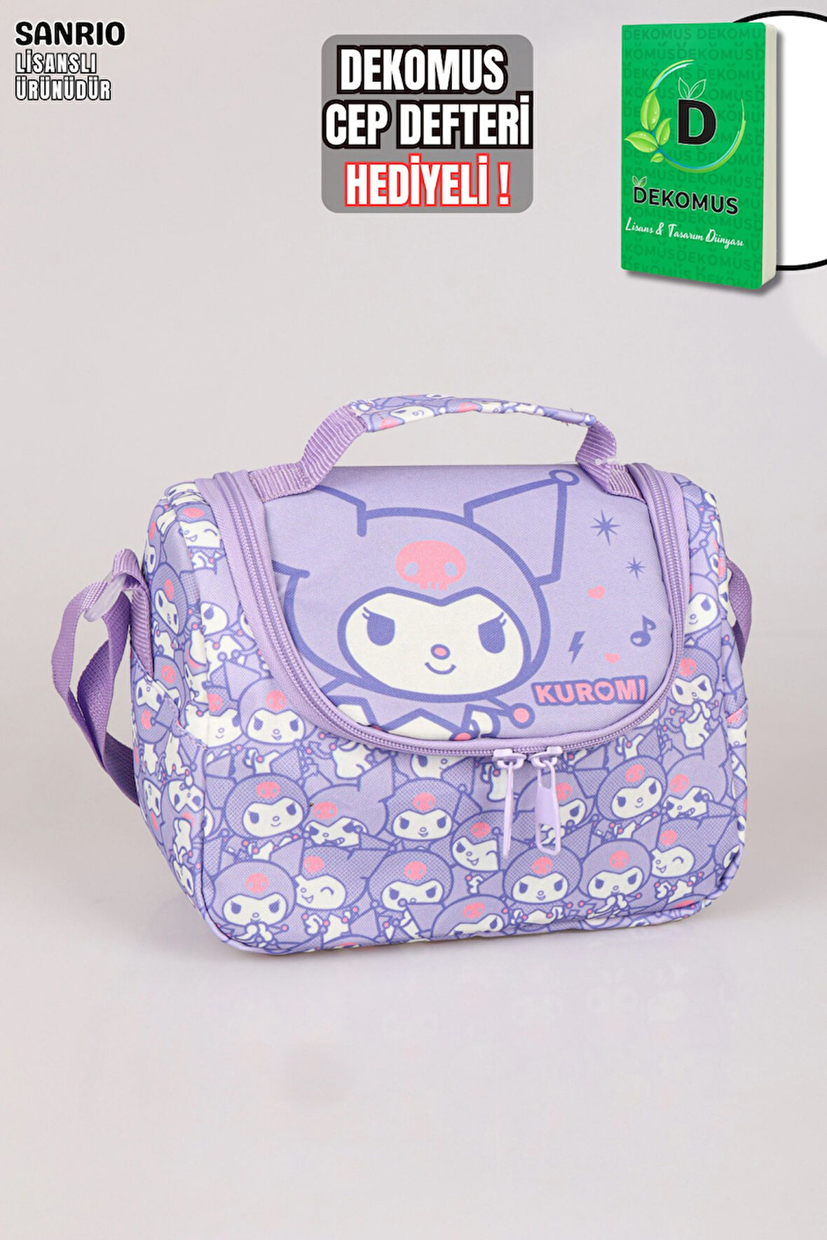 "DEKOMUS CEP DEFTERİ HEDİYELİ"YENİ SEZON LİSANSLI KUROMI "MAGICAL BUDDY" ÖZEL KOLEKSİYON TERMOSLU BESLENME ÇANTASI  