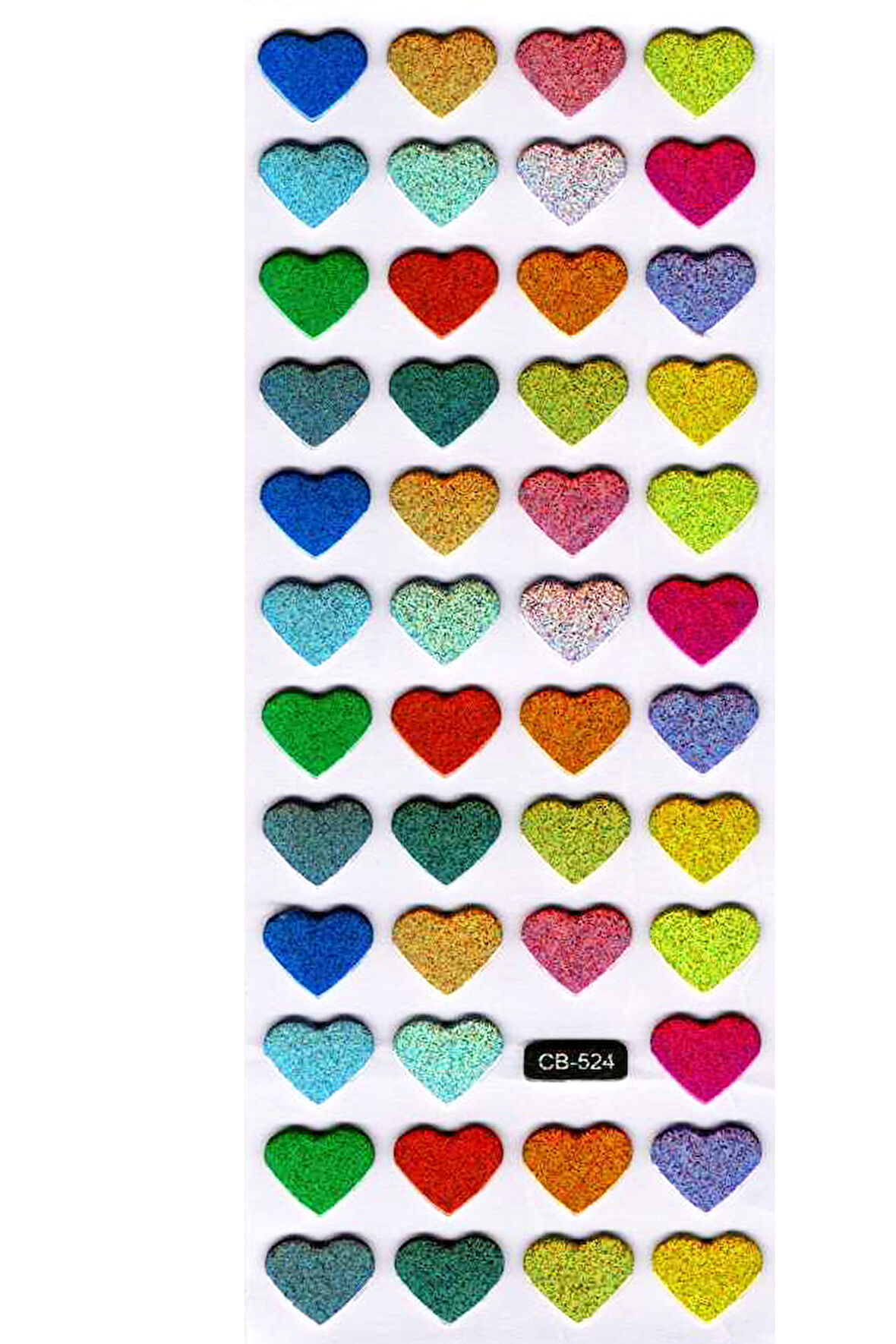 Sticker Kabartmalı Sticker Defter Planlayıcı Etiket (cb524) 16x7 cm- Renkli Kalpler