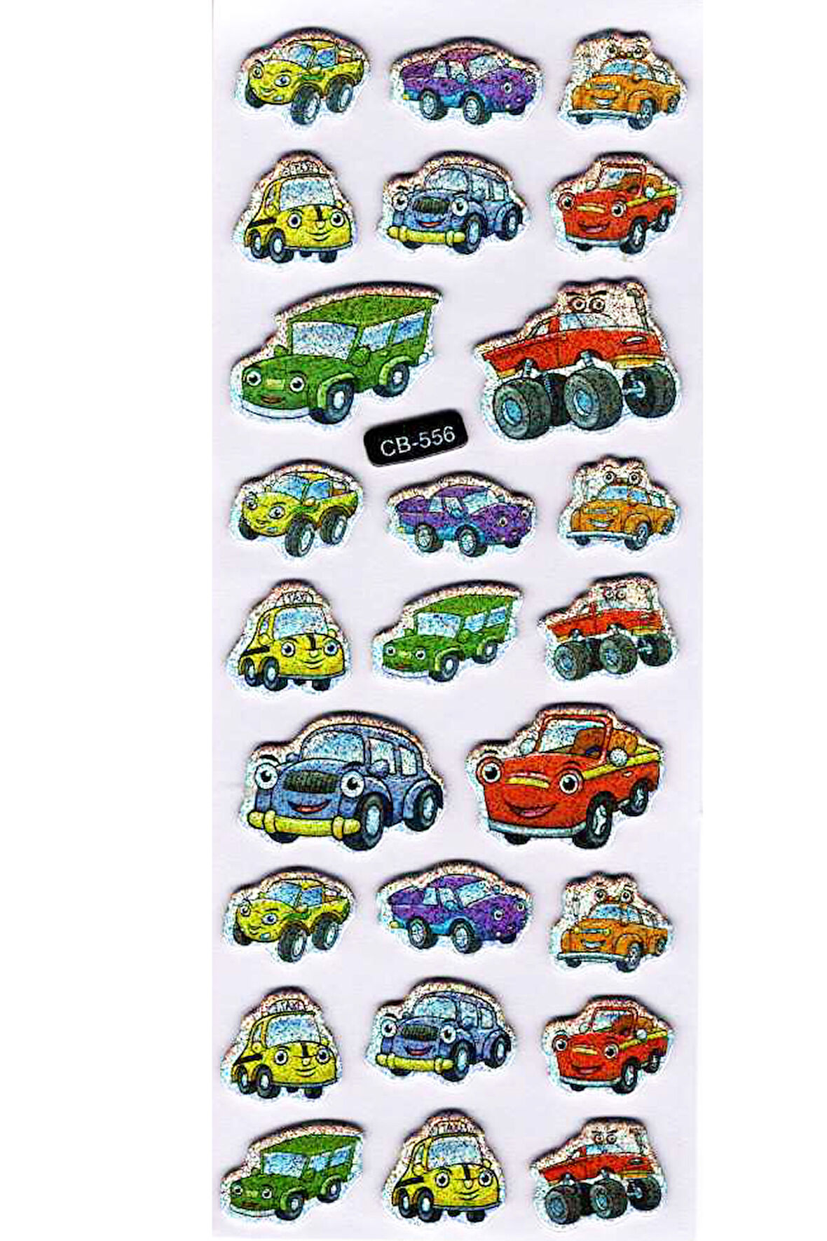 Sticker Kabartmalı Sticker Defter Planlayıcı Etiket (cb556) 16x7 cm- Renkli Arabalar