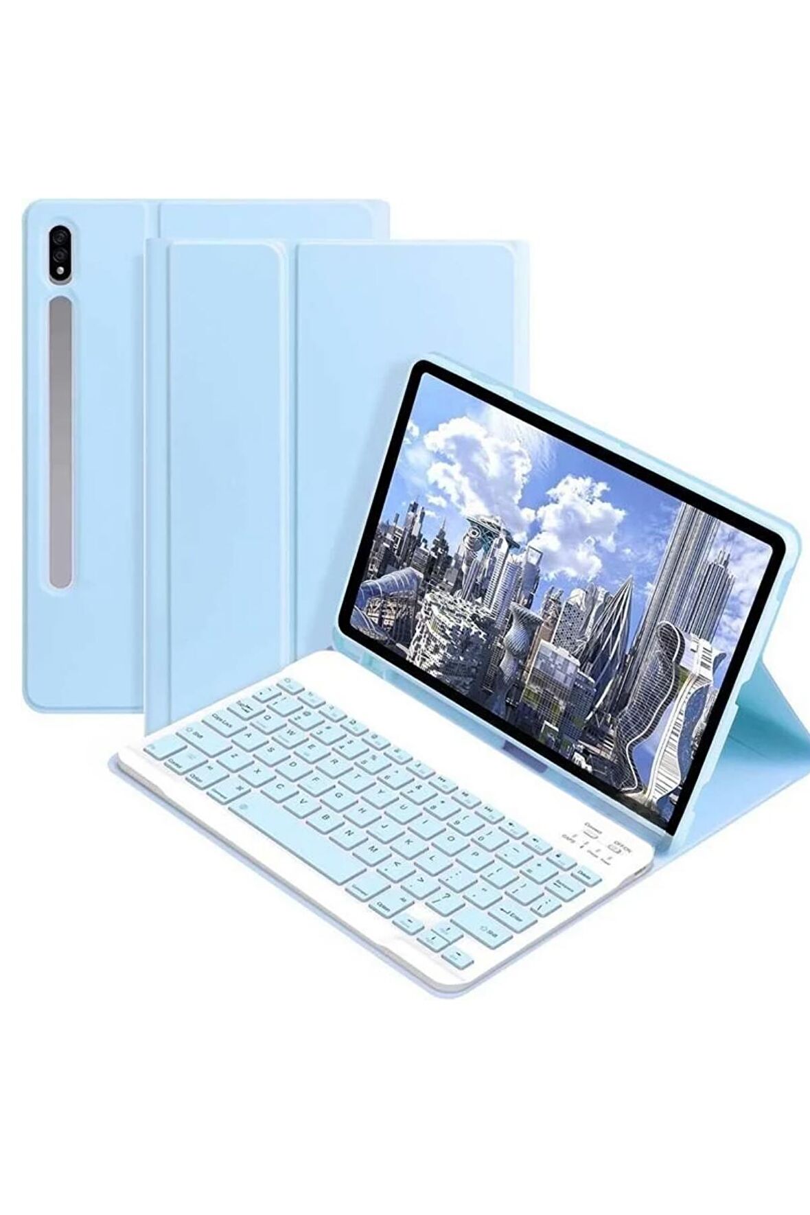 Qpen Samsung Galaxy X200 Tab A8 Uyumlu 10.5 inç Klavyeli Tablet Kılıf