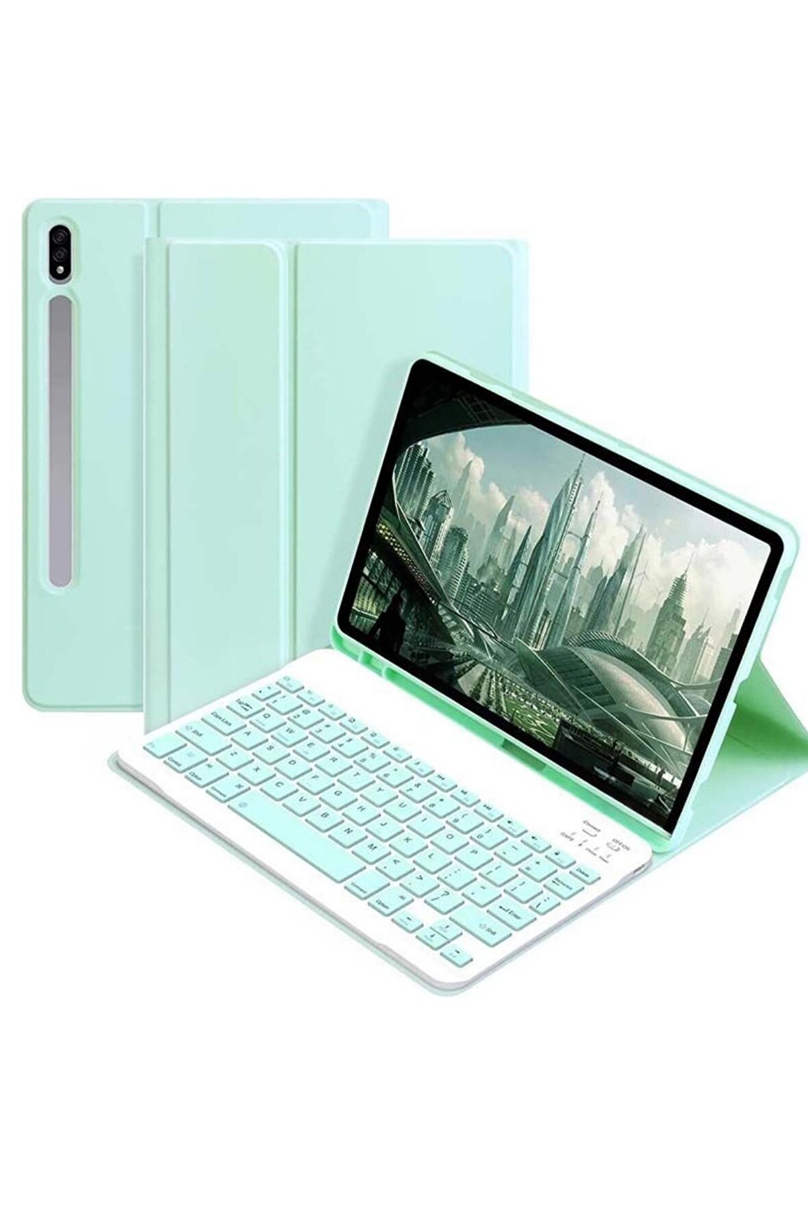 Qpen Samsung Galaxy X200 Tab A8 Uyumlu 10.5 inç Klavyeli Tablet Kılıf