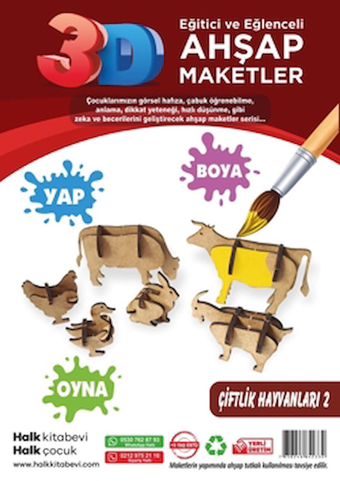 Eğitici ve Eğlenceli Ahşap Maketler - Çiftlik Hayvanları - 2 Ahşap Maket