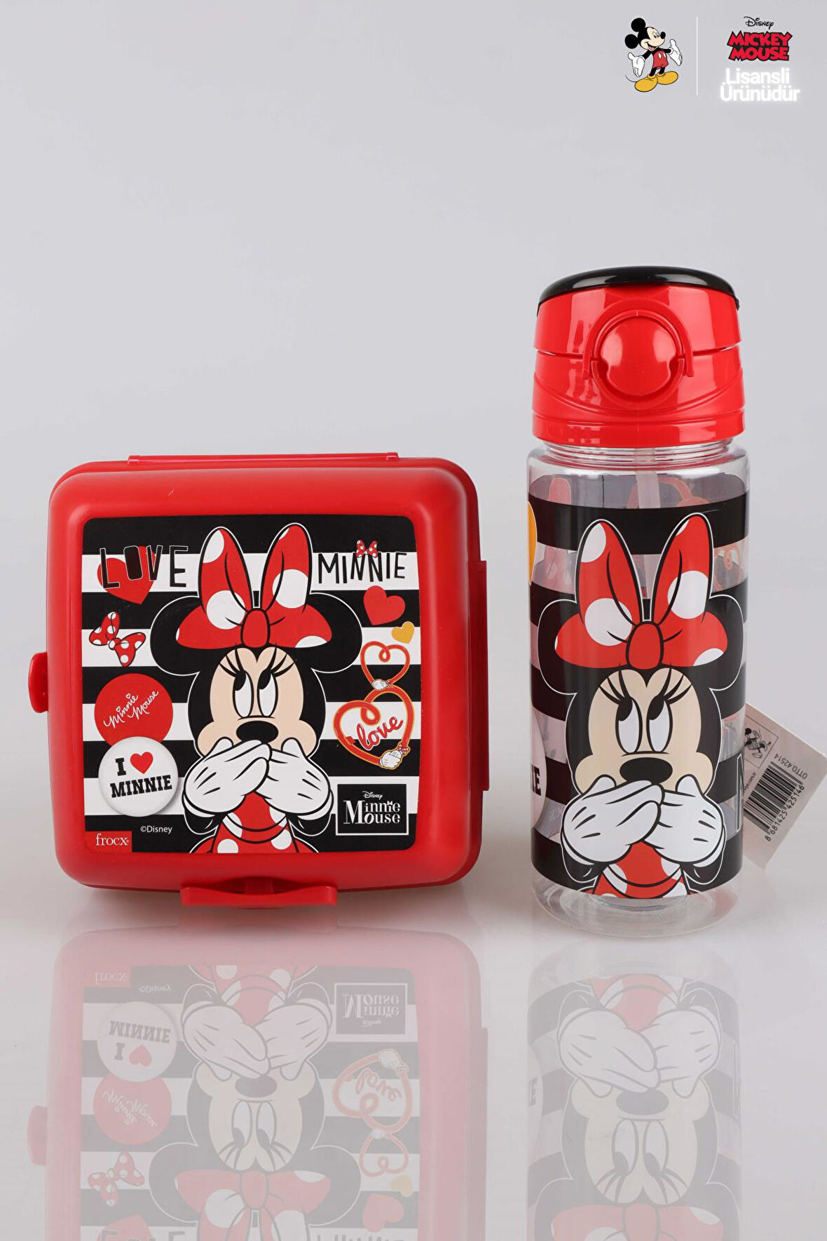 YENİ SEZON LİSANSLI MINNIE MOUSE BESLENME KABI VE TRITAN MATARA 500 ML BESLENME SETİ