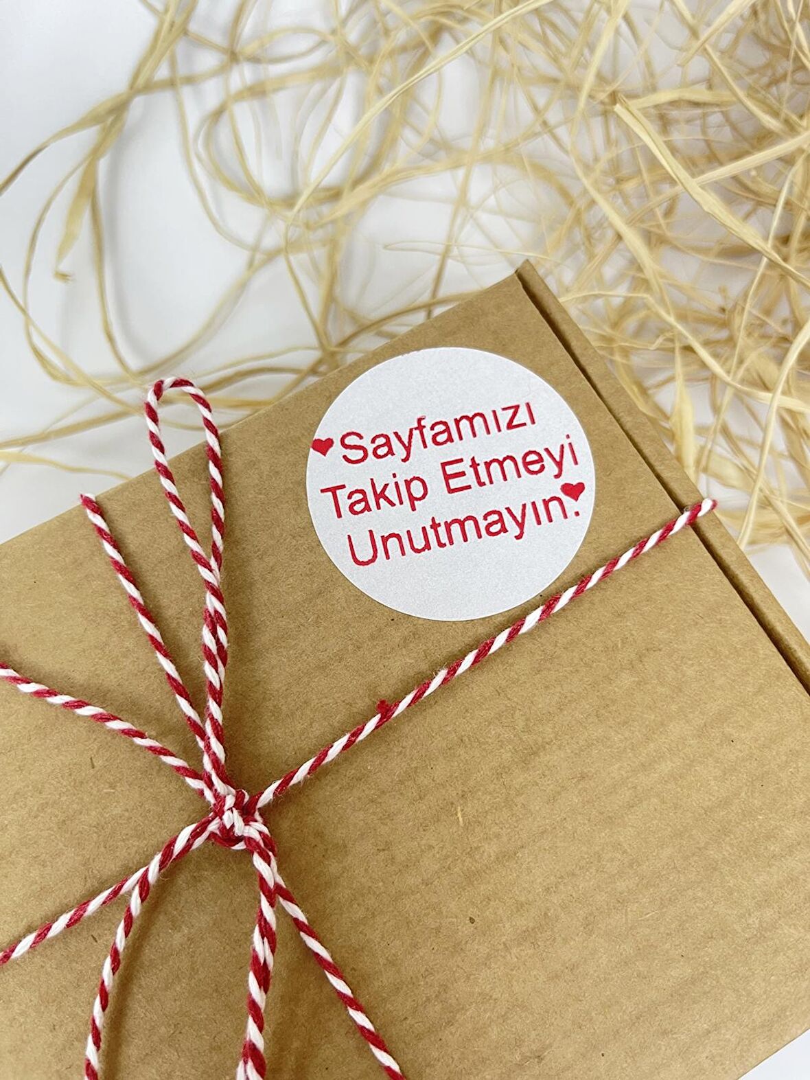 Sayfamızı Takip Etmeyi Unutmayın 50 mm Beyaz Yuvarlak Sticker Etiket 100 Adet