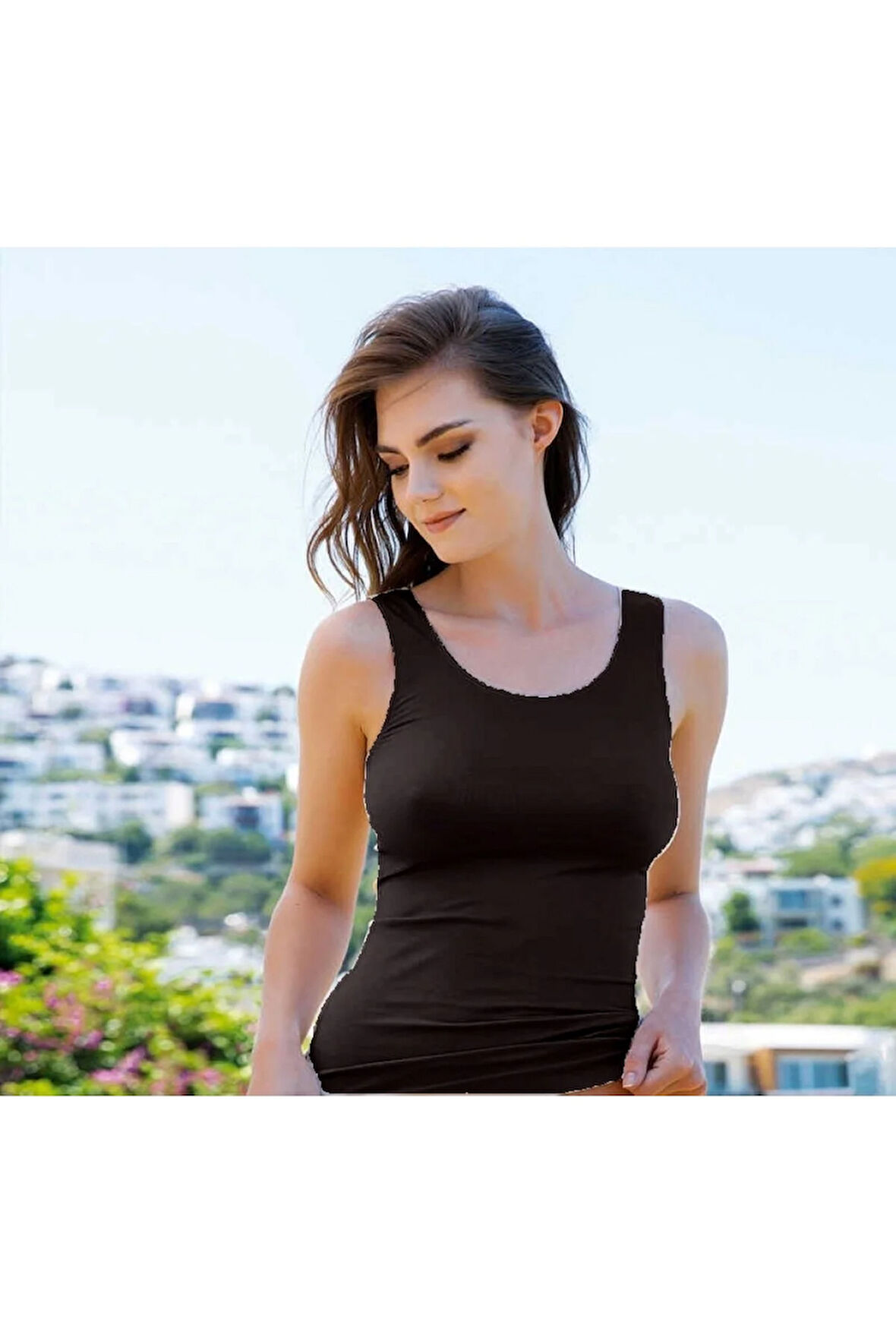 Siyah Kalın Askılı Basic Atlet