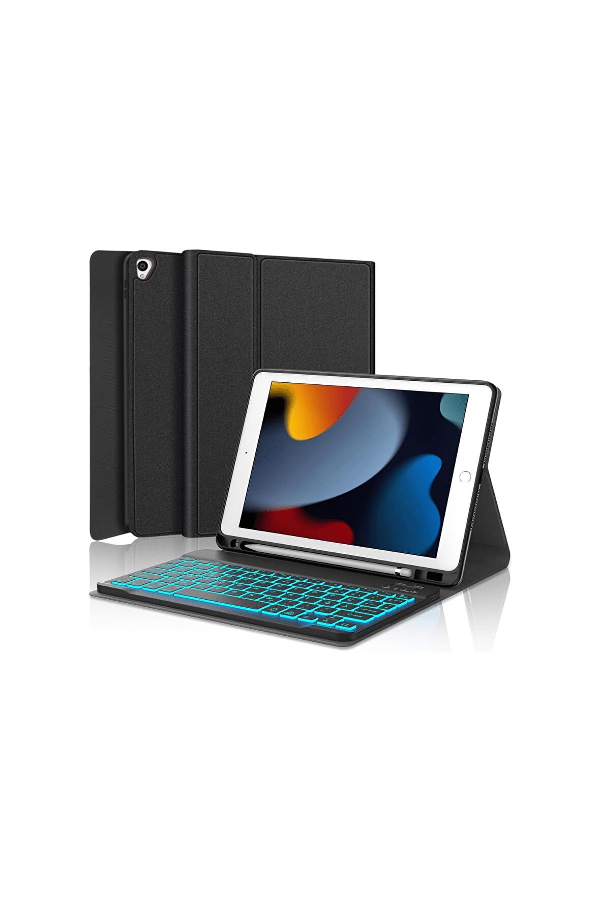 Qpen  iPad Air 5 10.9 İnç (2022) Uyumlu  İnter Ledli Klavyeli Tablet Kılıfı