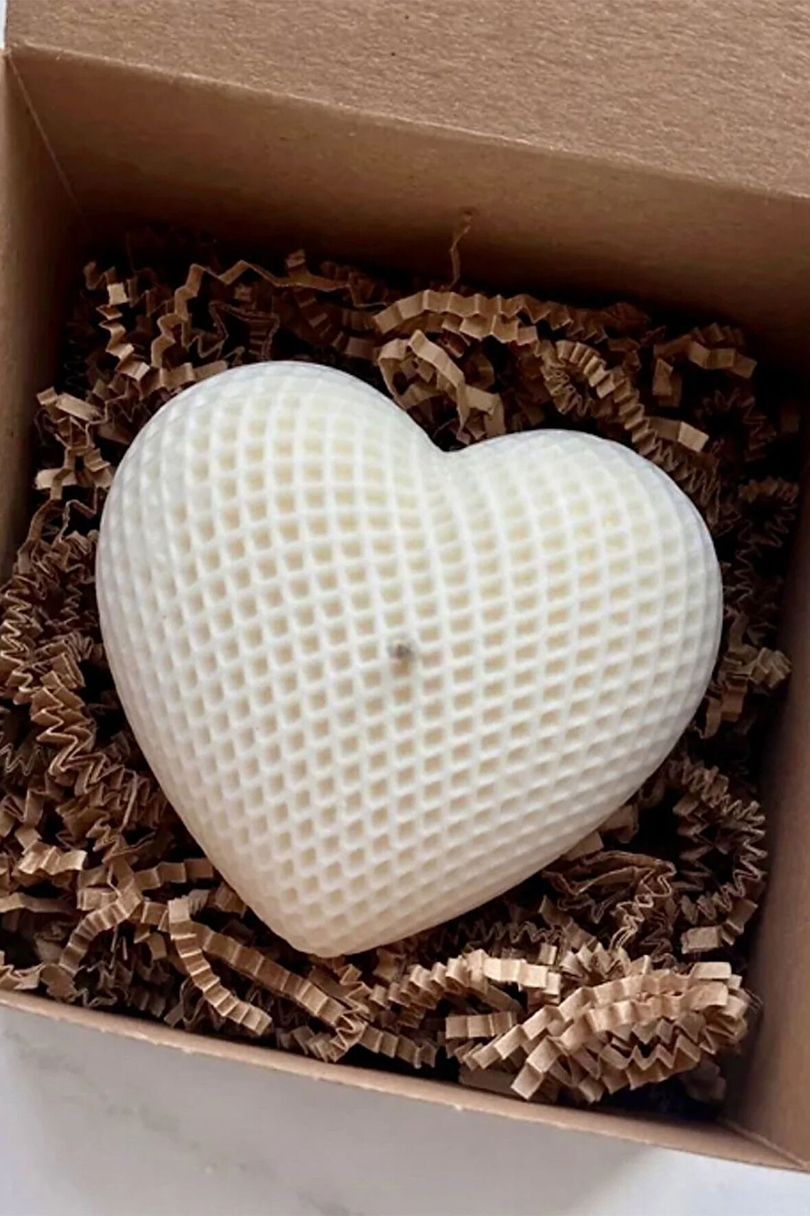 Beyaz Kalp Figürlü Soya Mumu %100 Soya Mum