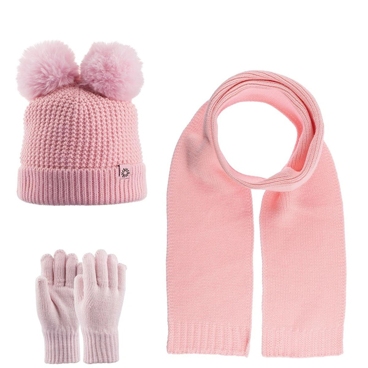 9-15 Yaş Kız Çocuk Atkı Bere Eldiven 3'lü Takım