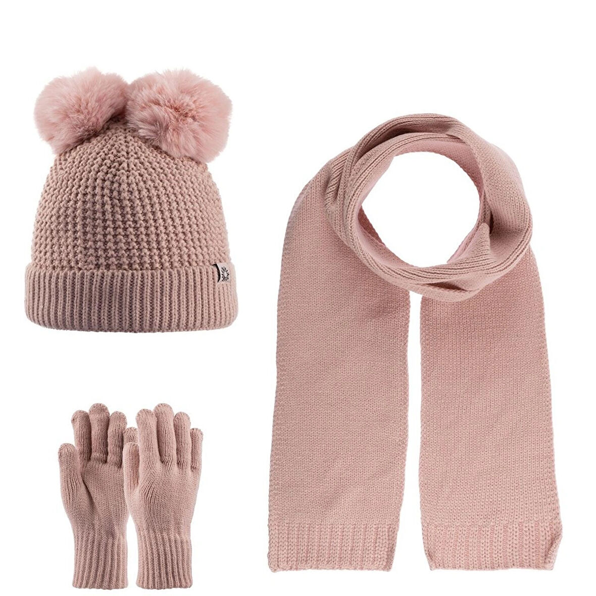 9-15 Yaş Kız Çocuk Atkı Bere Eldiven 3'lü Takım