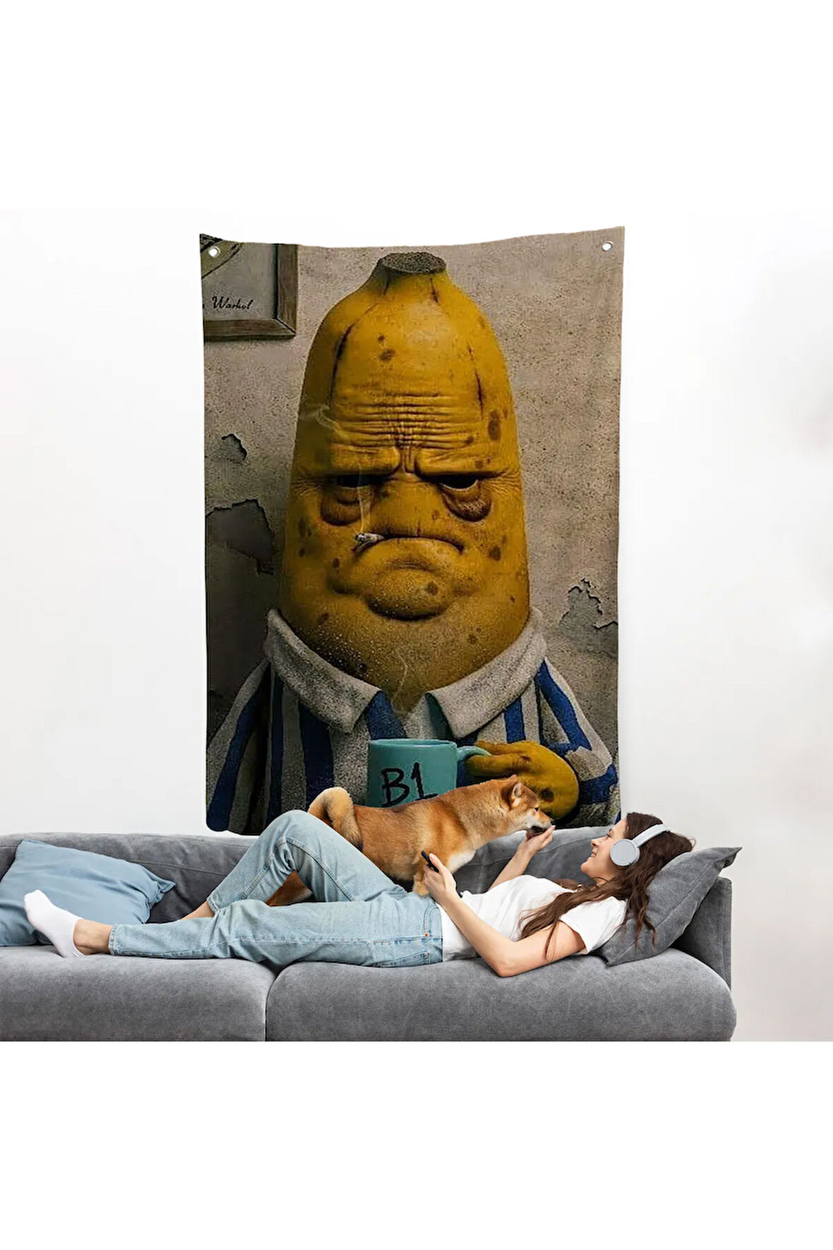 Sigara İçen Muz Duvar Örtüsü-7867