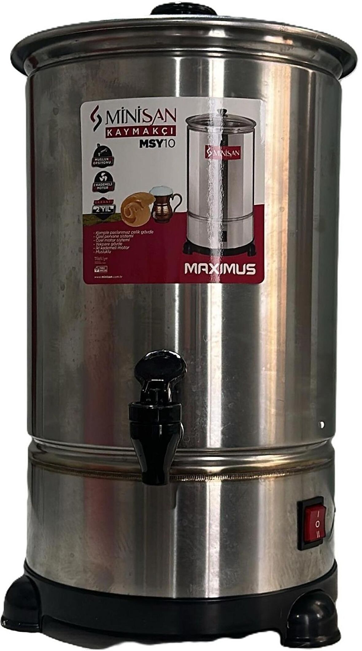 Minisan Kaymakçı 10 Litre Musluklu 2 Kademeli Motorlu Yayık Makinesi
