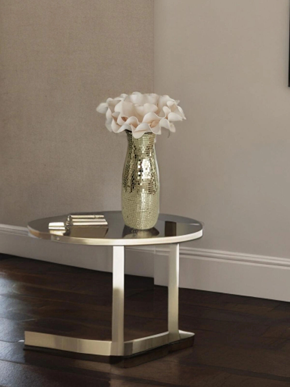 IŞILTI HOME DESIGN AYNALI CAM VAZO AÇIK GOLD 