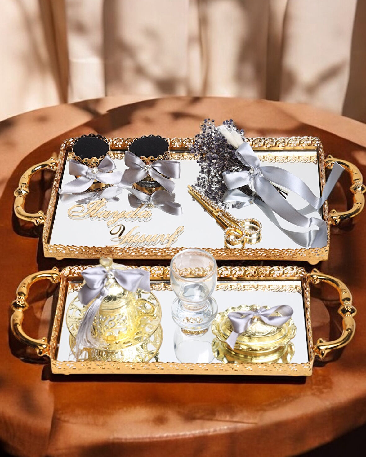 Affection Dantelli Gold Söz Nişan Tepsisi