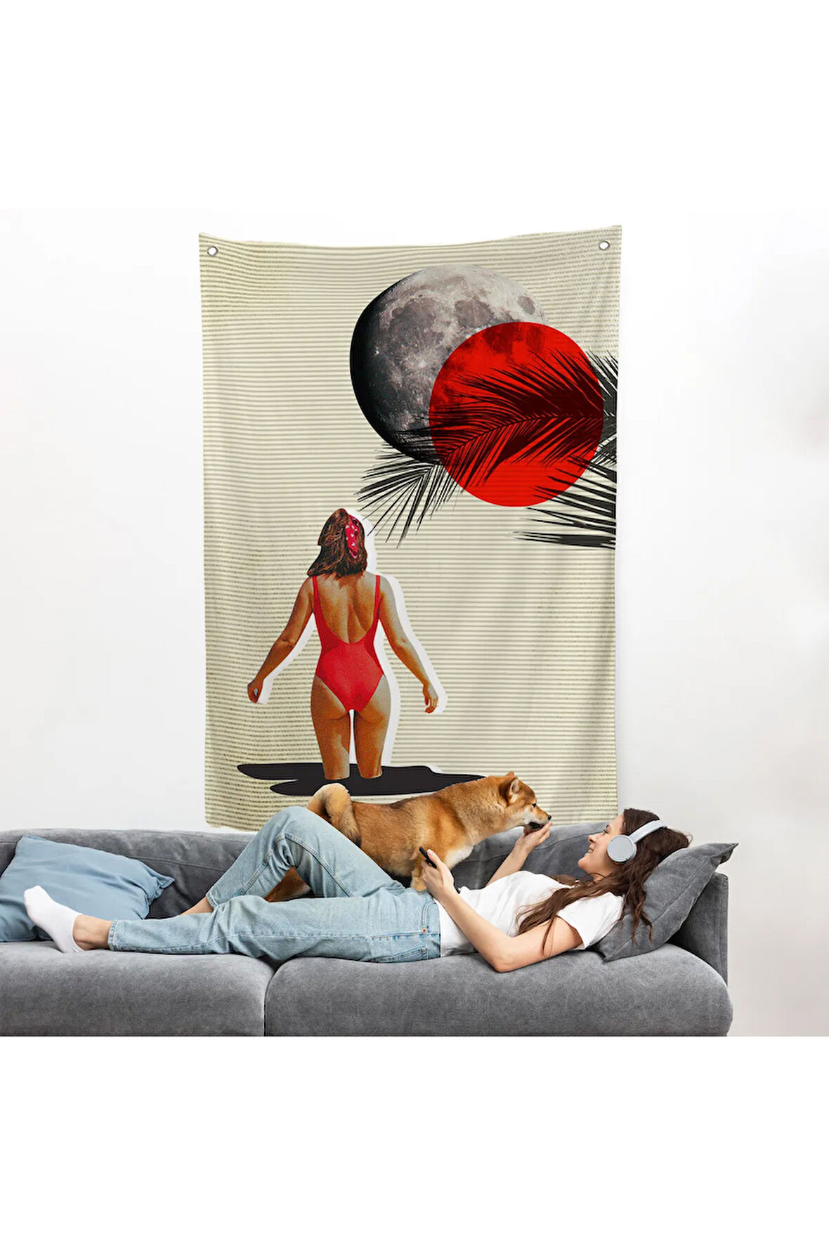 Mayolu Kadın Pop Art Duvar Örtüsü-7874