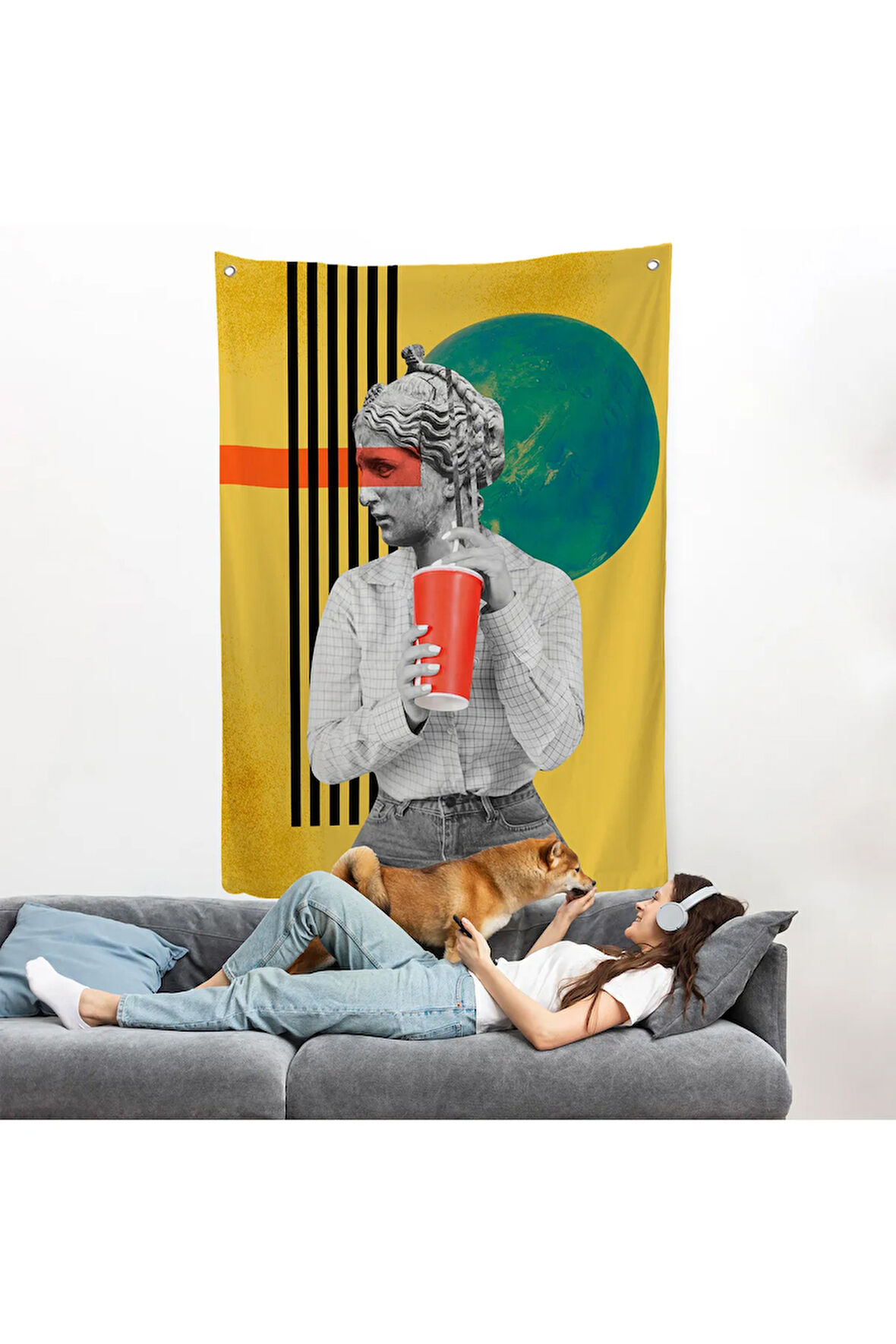 Pop Art Soyut Kadın Duvar Örtüsü-7875