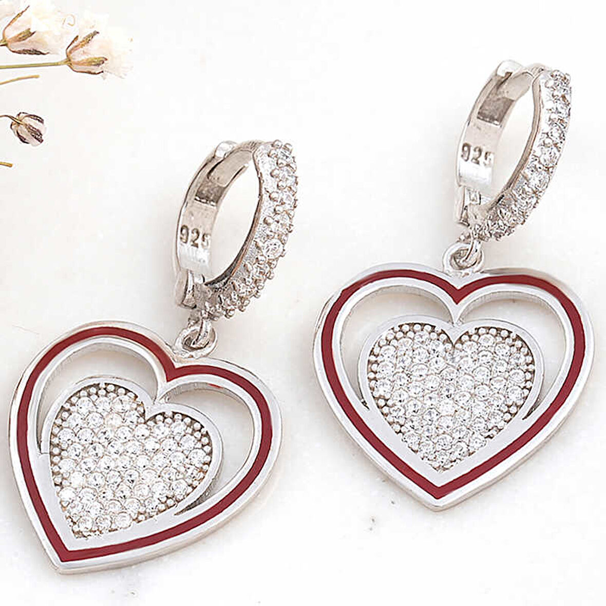 Himarry ​Gümüş Sallantılı Kalp Kadın Küpe