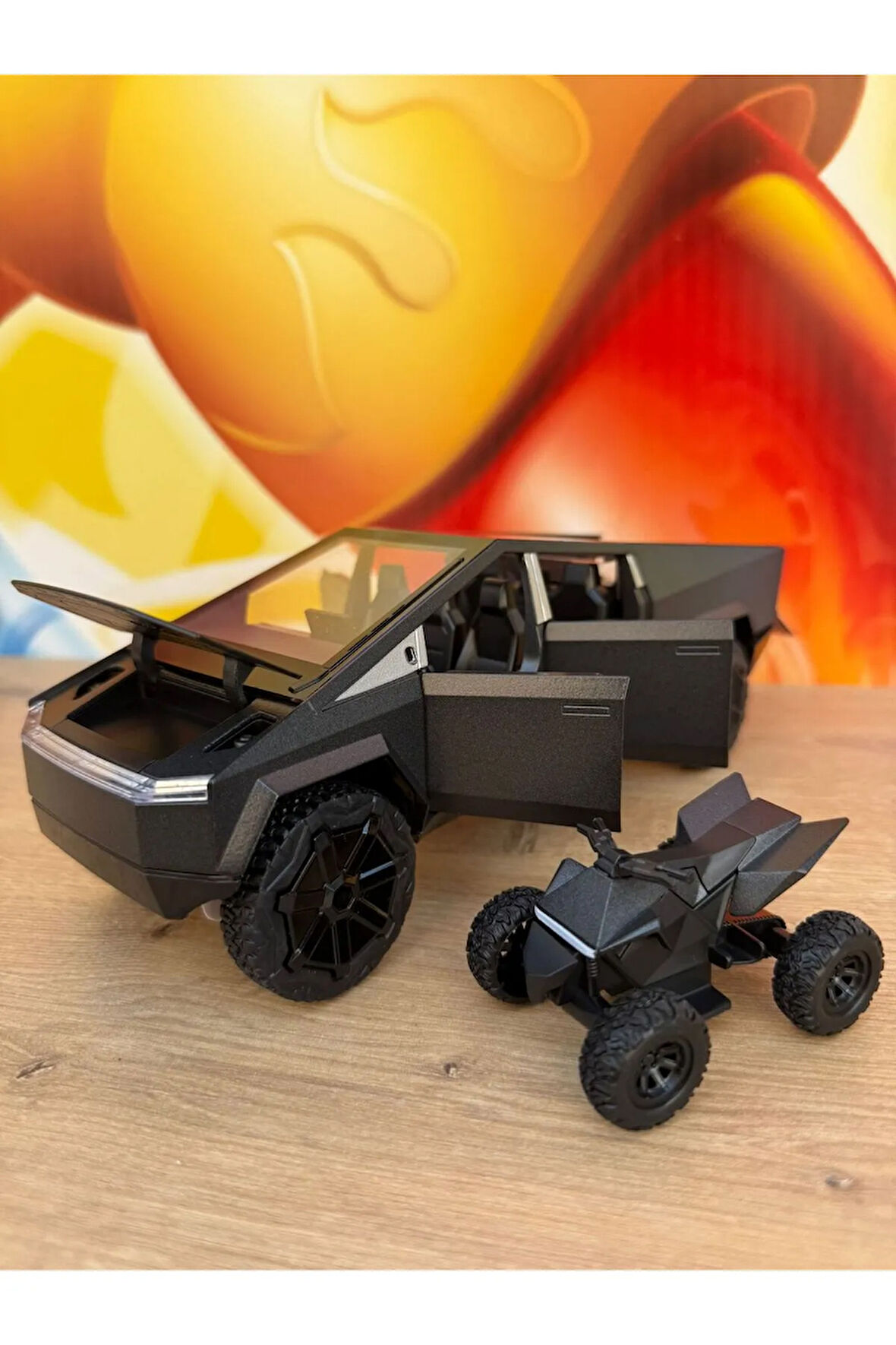 Tesla Cybertruck Diecast 1:24 Büyük Boy Pickup Tesla Model Motorlu Diecast Araba