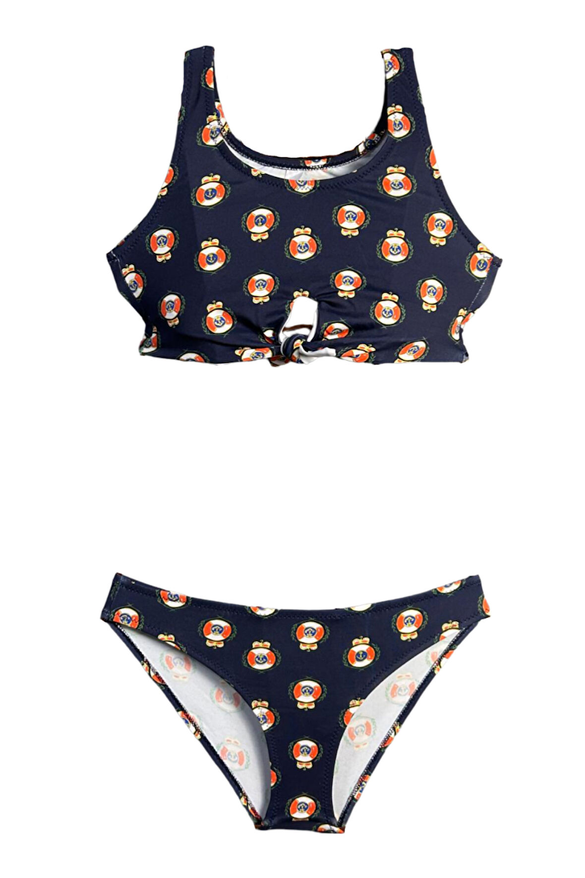 Askılı Denizci Temalı Düğüm Detaylı 50UV Kız Çocuk Bikini Takımı by Nessi Byrd