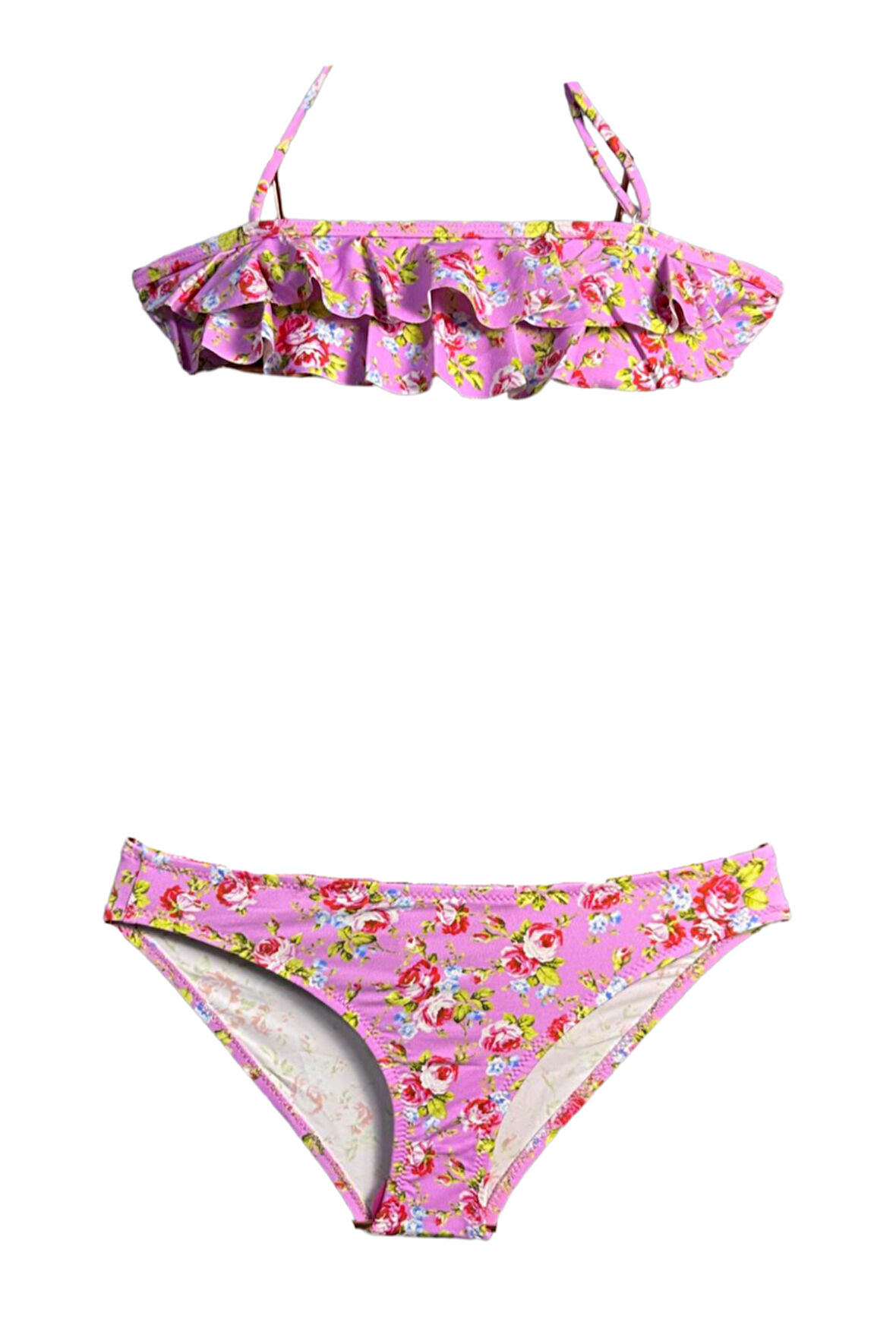 Halter Yaka Gül Desenli 50UV Kız Çocuk Bikini Takımı by Nessi Byrd