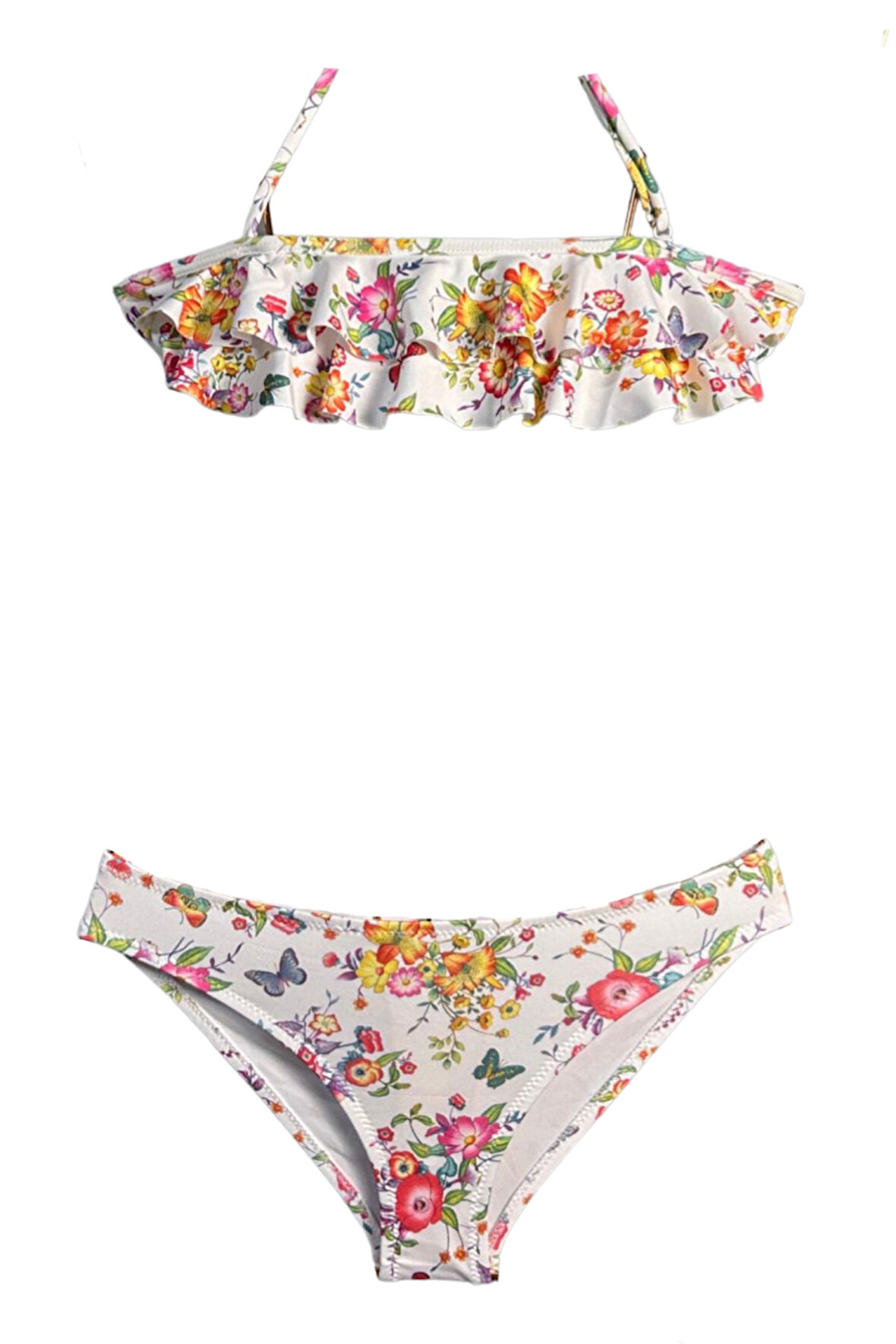 Halter Yaka Canlı Çiçekler Desenli 50UV Kız Çocuk Bikini Takımı by Nessi Byrd