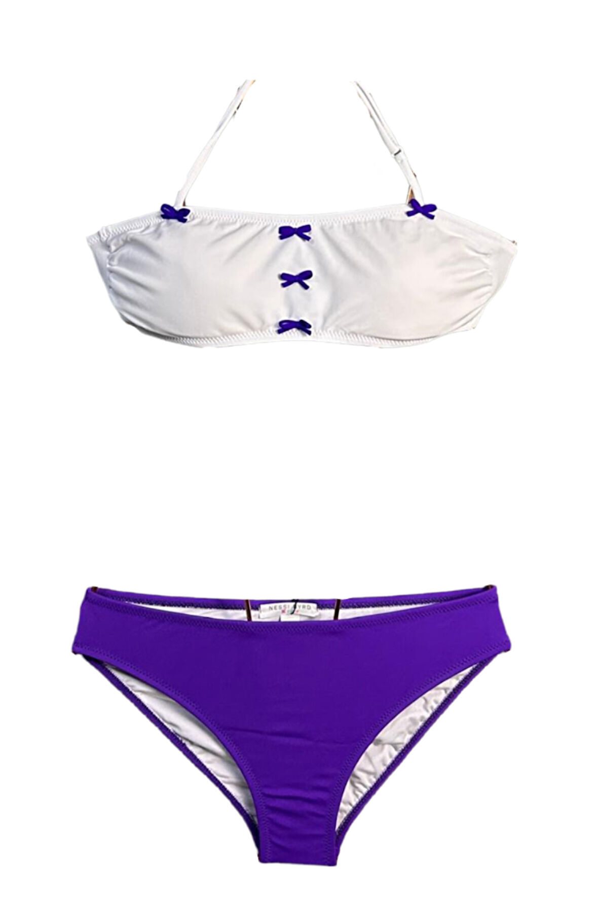 Halter Yaka Fiyonk Detaylı 50UV Kız Çocuk Bikini Takımı By Nessi Byrd