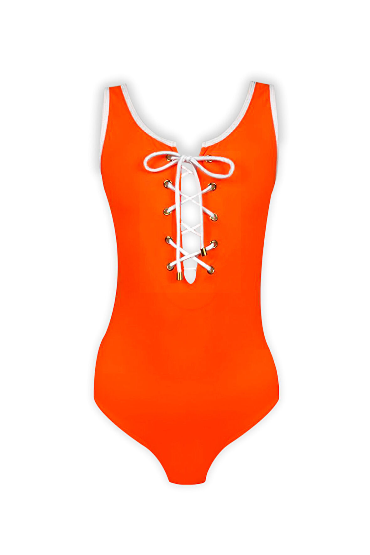 Askılı Kuşgözü Tasarım Sport  Turuncu 50UV Kız Çocuk Mayo by Nessi Byrd