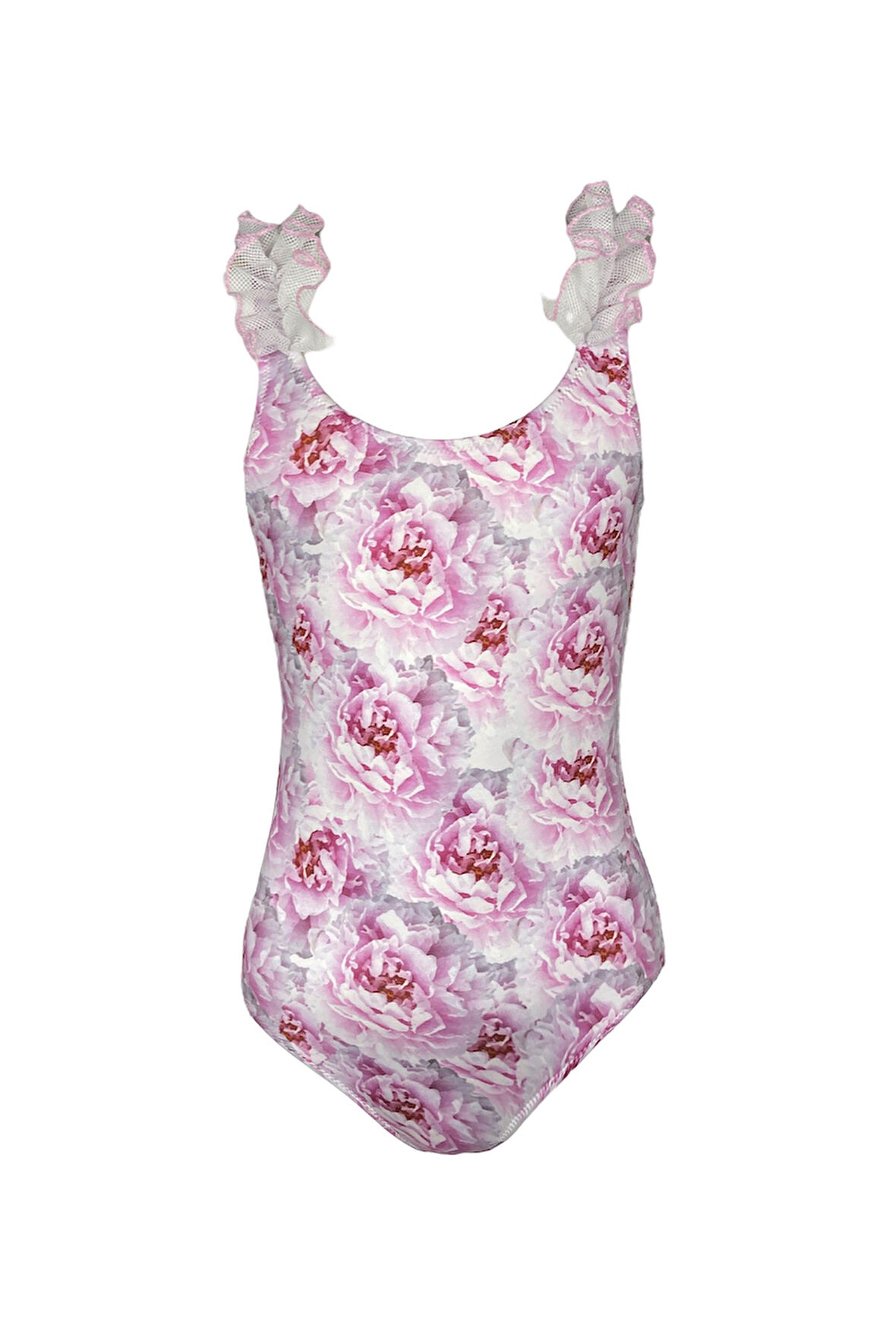 Askılı Gül Desenli Dantel Fırfır Detaylı 50UV Kız Çocuk Mayo BY NESSI BYRD