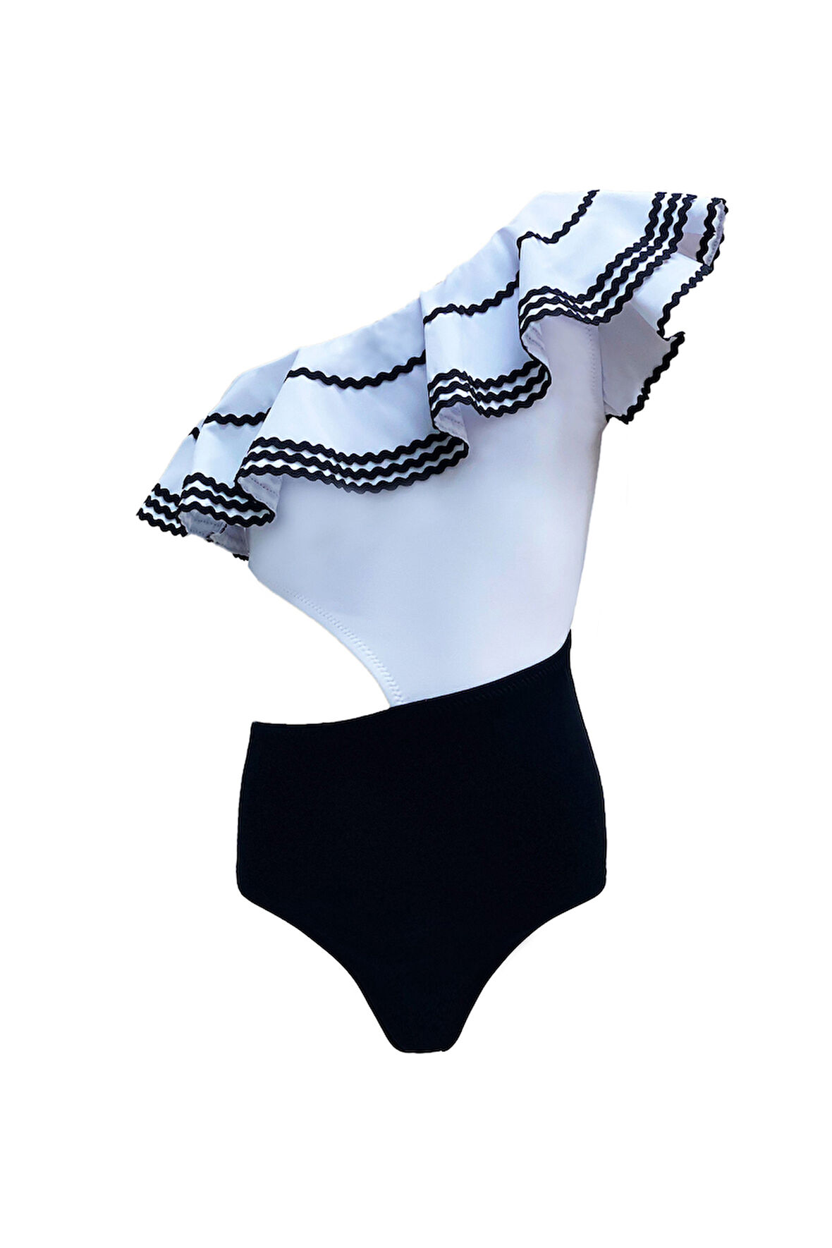 Tek Omuz Fırfırlı Su Taşı Detaylı Cut-out Tasarım 50UV Kız Çocuk Mayo BY NESSI BYRD