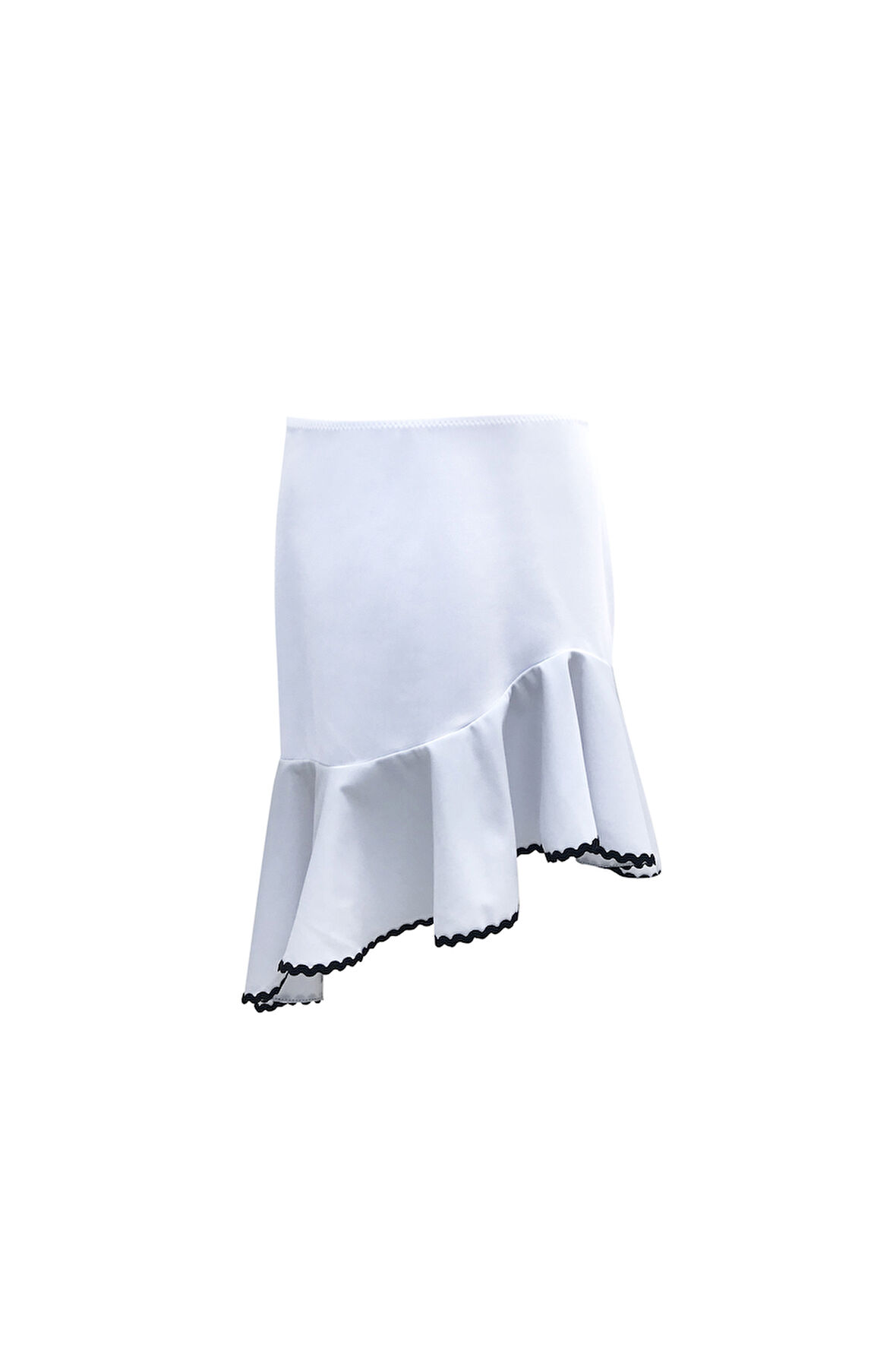 Asimetrik Kesim Volanlı Su Taşı Detaylı Beyaz 50UV Kız Çocuk Plaj Eteği BY NESSI BYRD