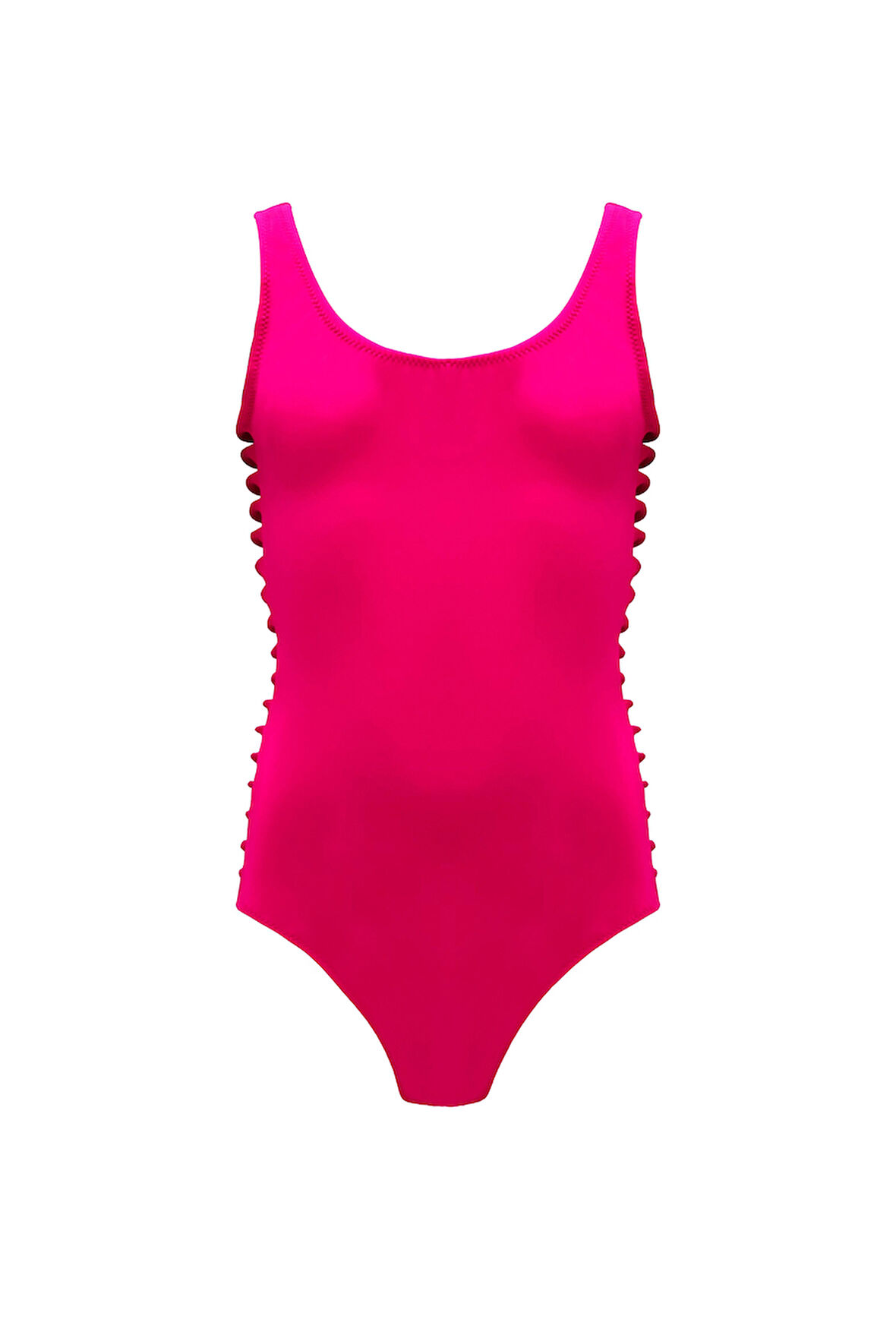 Askılı Pencere Detaylı Spor Tasarım Pembe 50UV Kız Çocuk Mayo BY NESSI BYRD