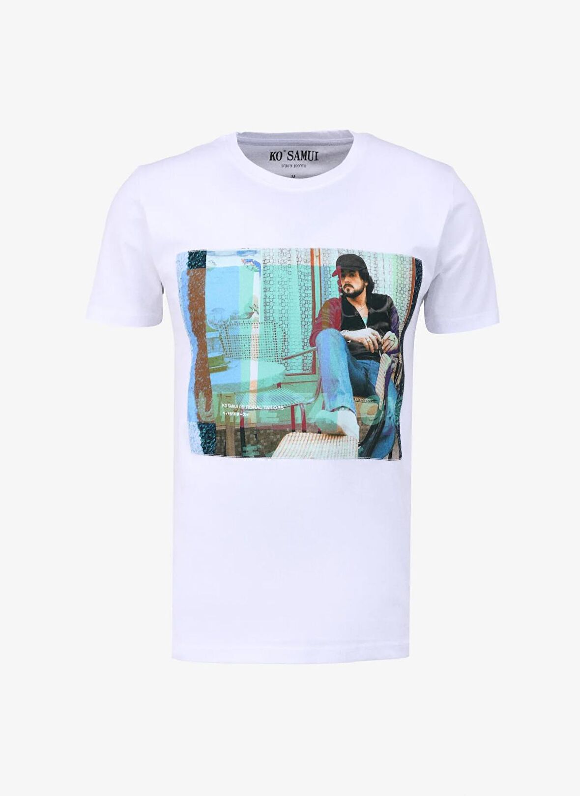 Ko Samui Bisiklet Yaka Baskılı Beyaz Erkek T-Shirt KMTT S242 WAIT_SNAPSHOT REGULAR FIT