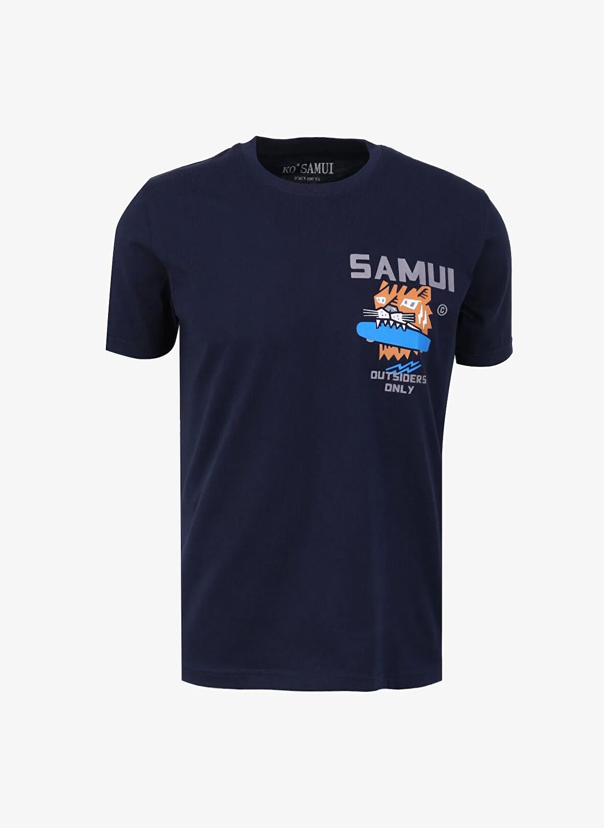 Ko Samui Bisiklet Yaka Baskılı Lacivert Erkek T-Shirt KMTR S223 OUTSIDERS_CRAFT&CO REGULA