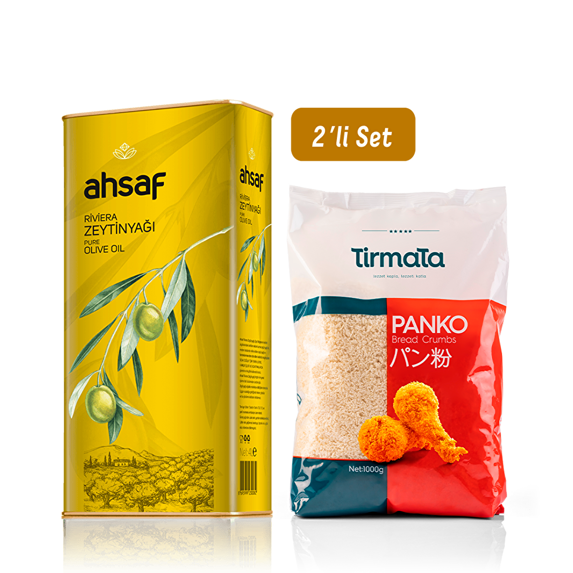 Ahsaf Riviera Zeytinyağı 4L Teneke + Panko Ekmek Kırıntısı 1 Kg