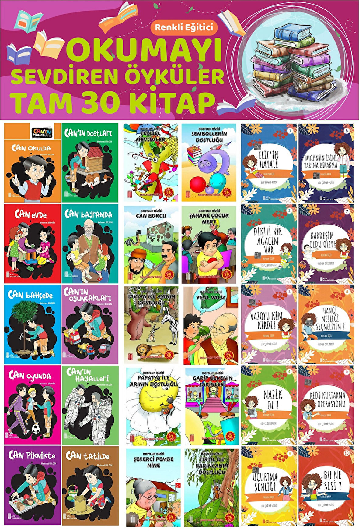 2.Sınıflar İçin Renkli Eğitici Okumayı Sevdiren Hikayeler 2 (30 Kitap)