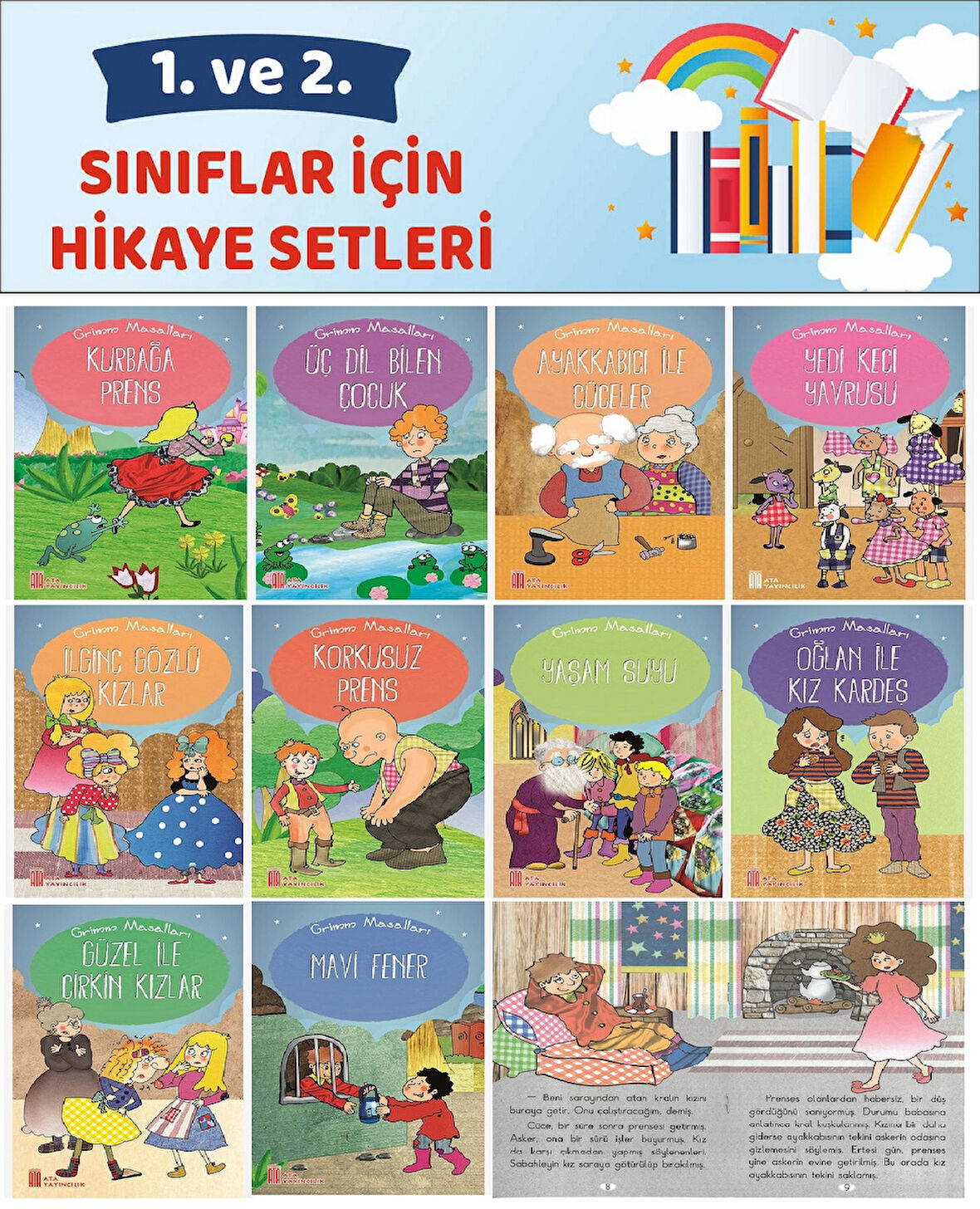 1.ve 2.Sınıflar İçin Okumayı Sevdiren Grimm Masalları (16 sayfa)