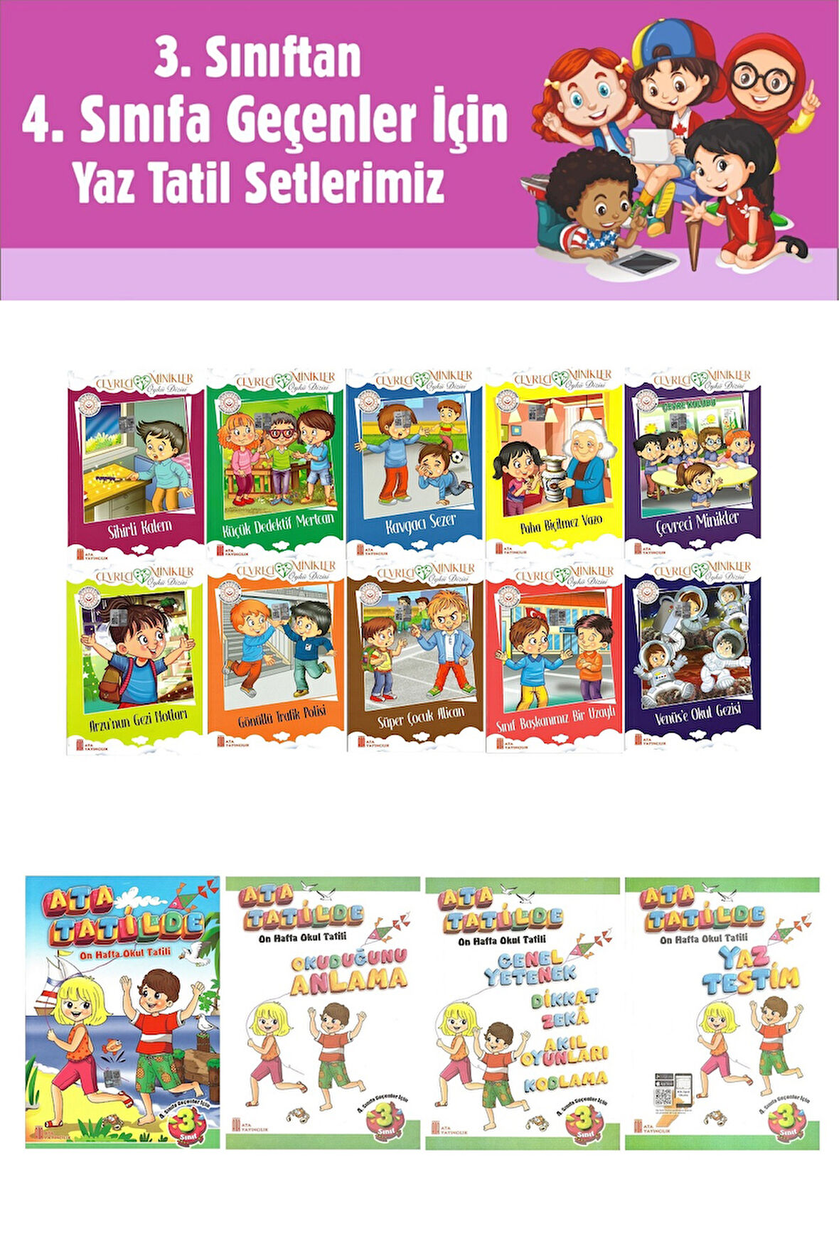 3.Sınıftan 4.Sınıfa Geçenler İçin Ata Tatilde Seti +10 lu Hikaye Seti 2