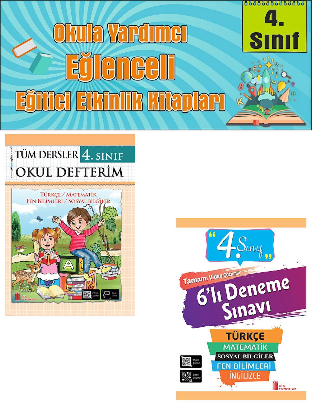 Ata 4.Sınıf Okula Yardımcı Tüm Dersler Okul Defterim- 6 lı Deneme Sınavı