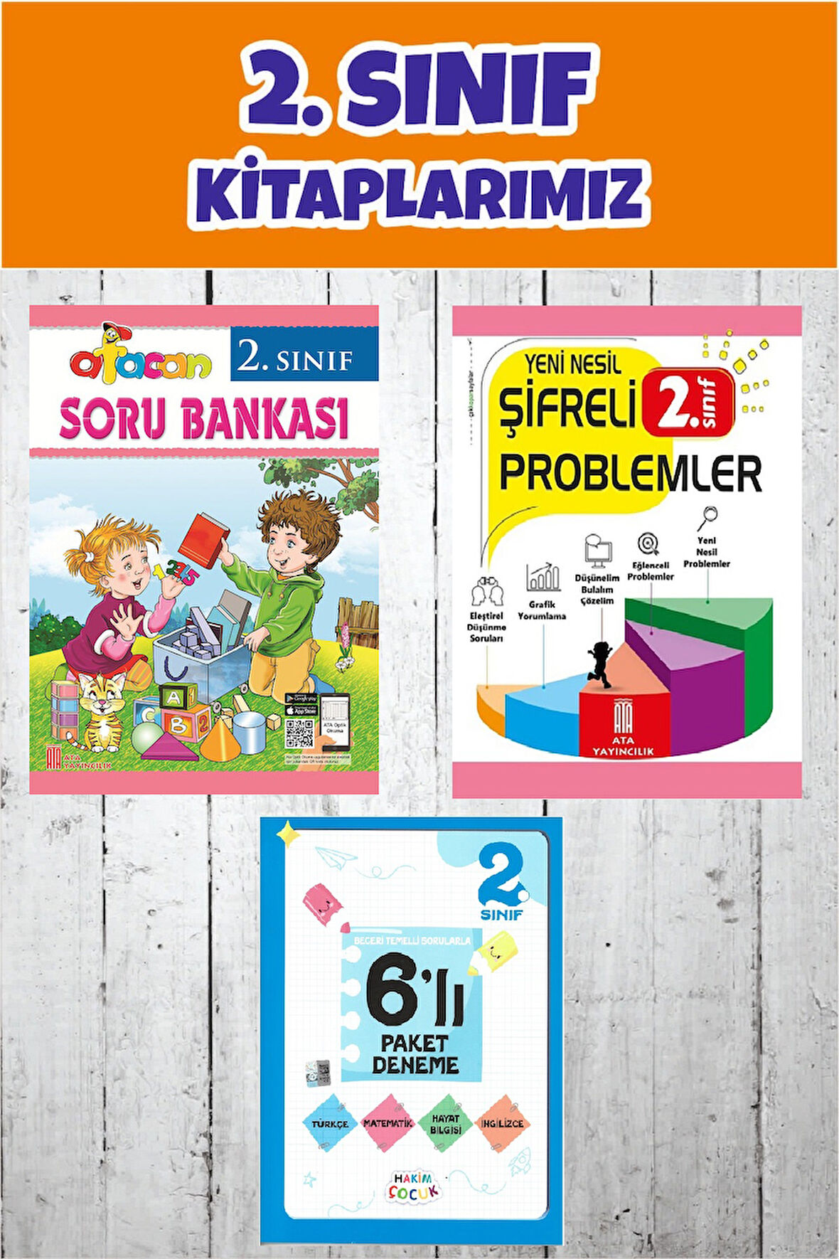 2.Sınıf Afacan Tüm Dersler Soru Bankası + Şifreli Problemler + 6 lı Paket Deneme