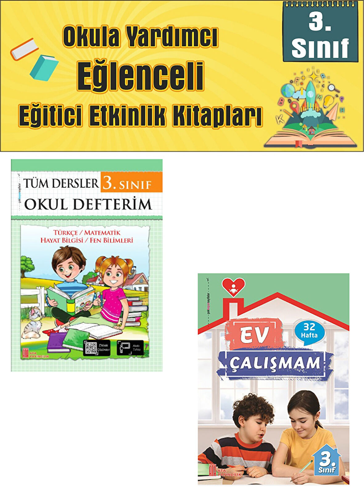 Ata 3.Sınıf Okula Yardımcı Tüm Dersler Okul Defterim- Ev Çalışmam