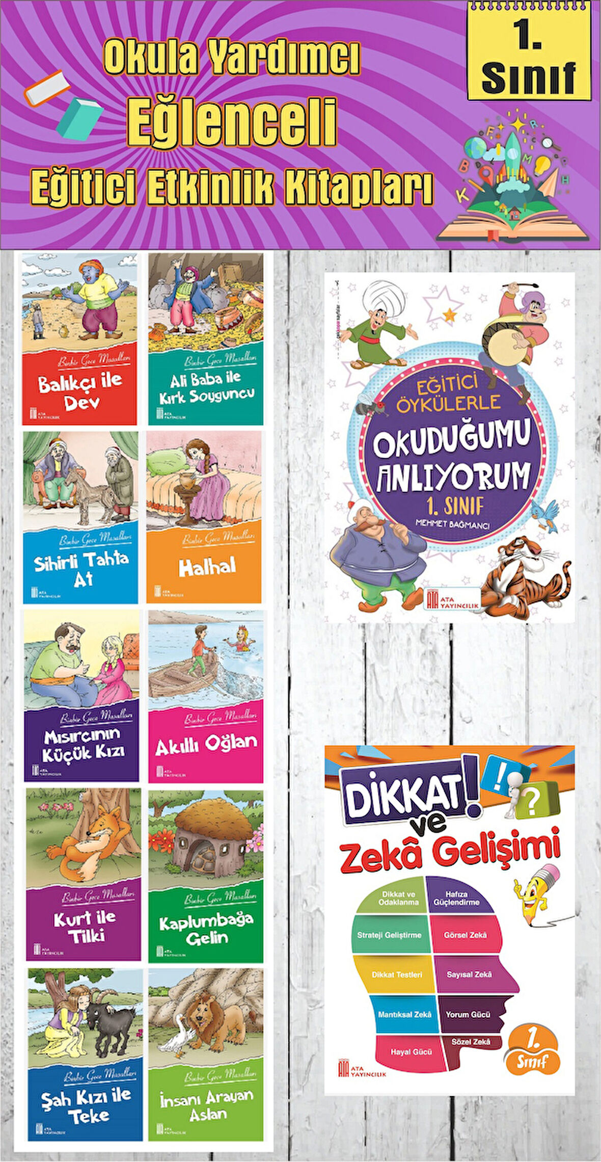 1. Sınıf Okula Yardımcı Eğitici Okuduğumu Anlıyorum - Dikkat ve Zeka Gelişimi - 10 lu Hikaye Seti